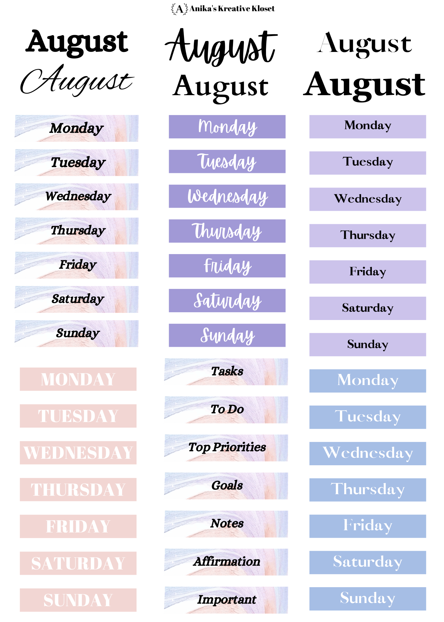 August Monthly Kit
