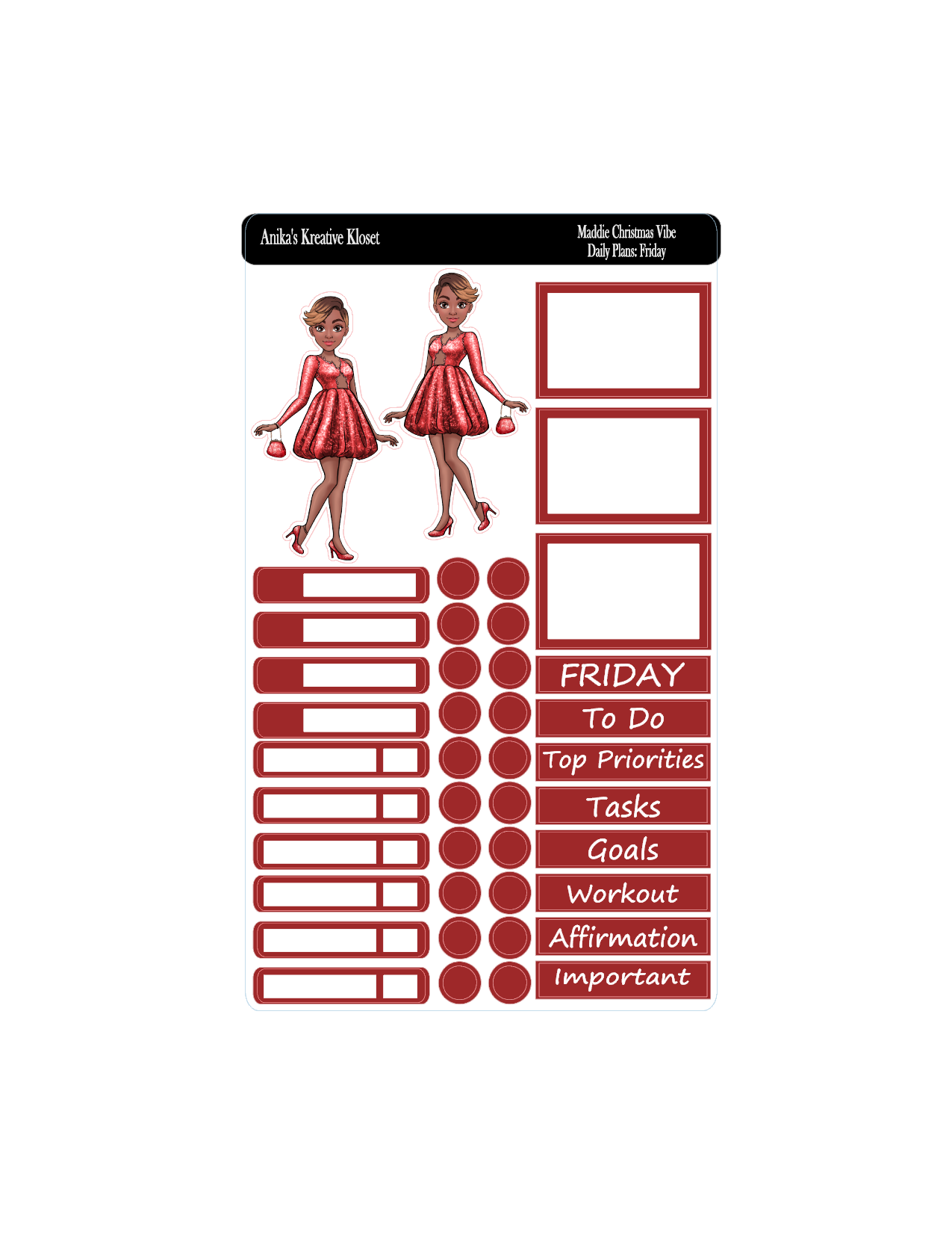 Maddie Christmas Vibe Daily Plans Sticker Kit