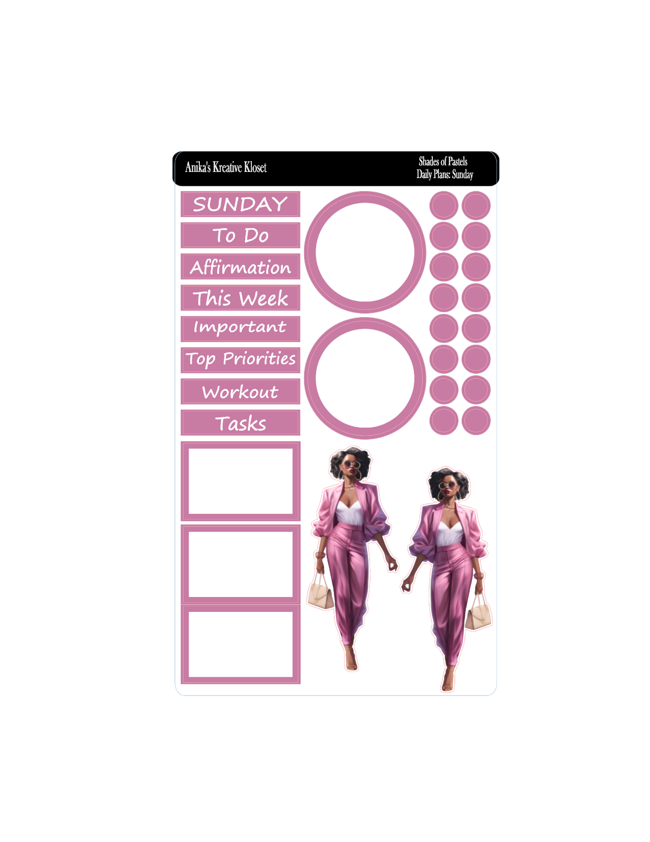 Shades of Pastel Daily Plan Sticker Kit