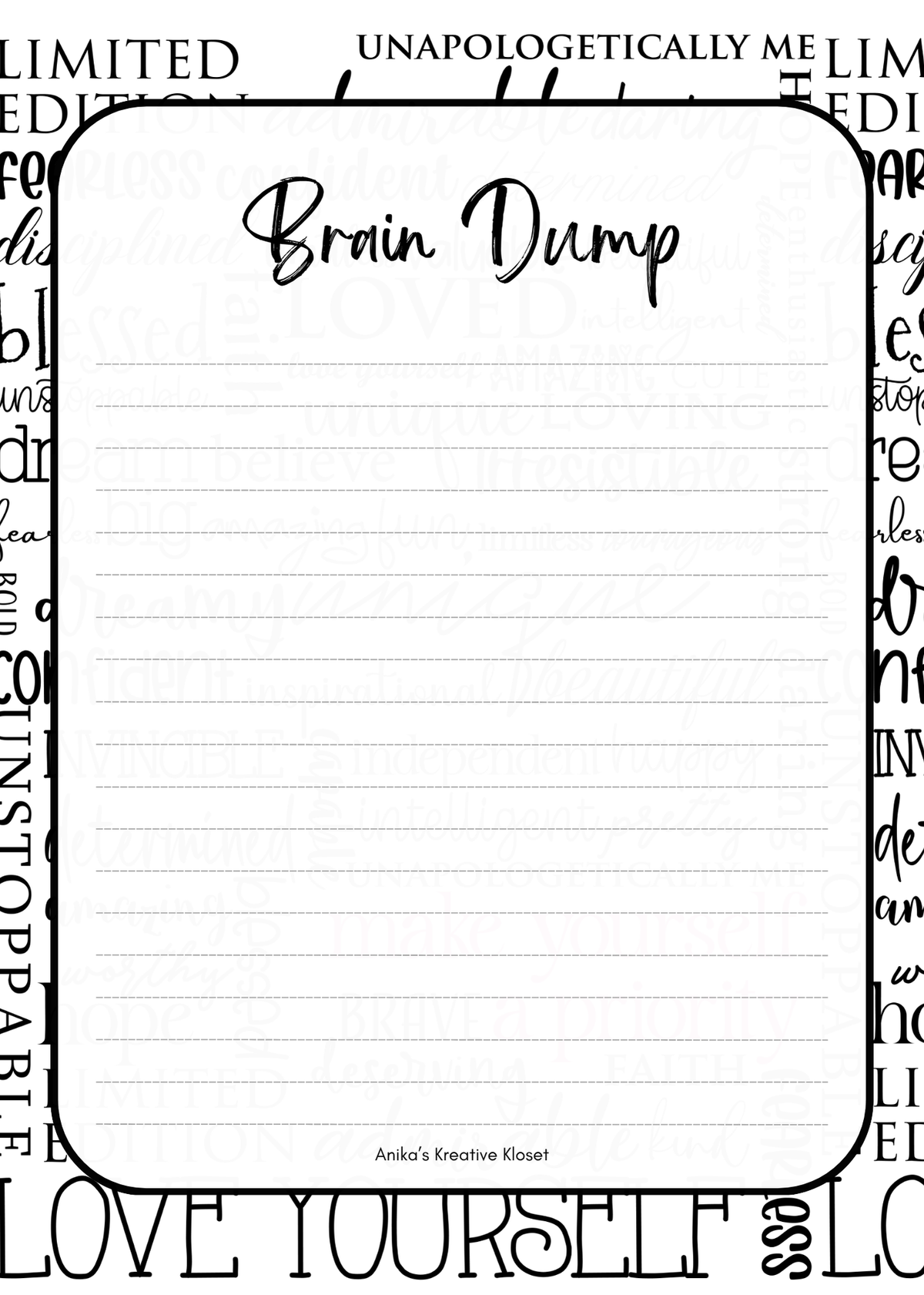 Clear the Noise Brain Dump Notepad