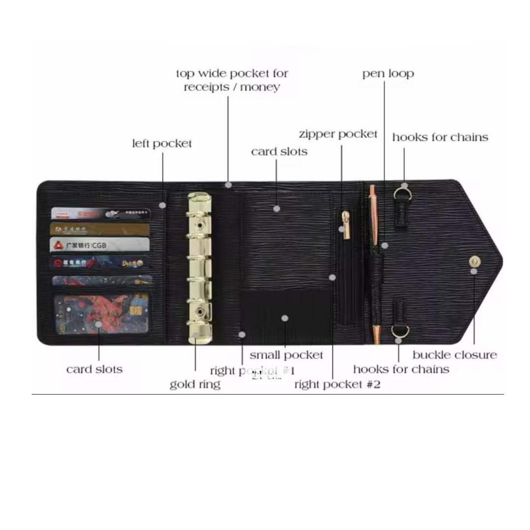 A6 Saffiano Epi Budget Binder – Stylish & Durable Money Organizer