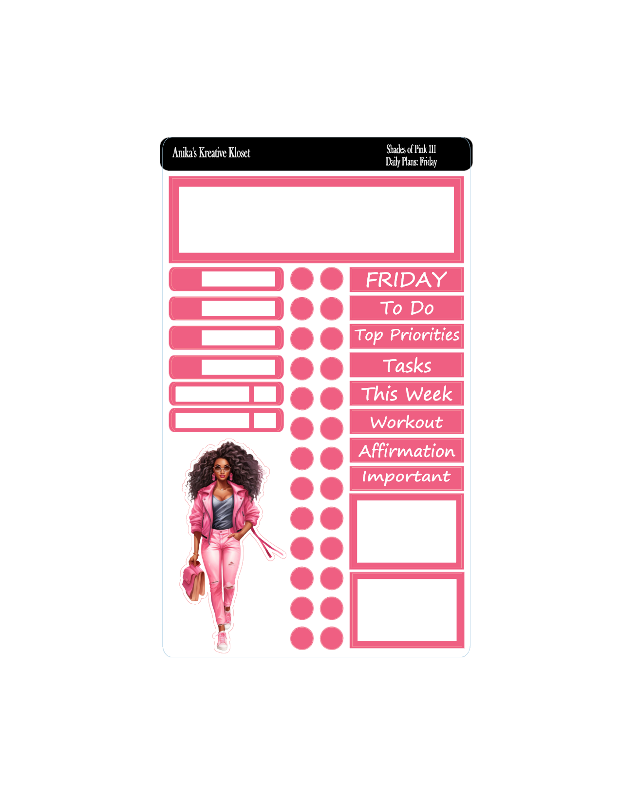Daily Plan Sticker Kit: Shades of Pink III