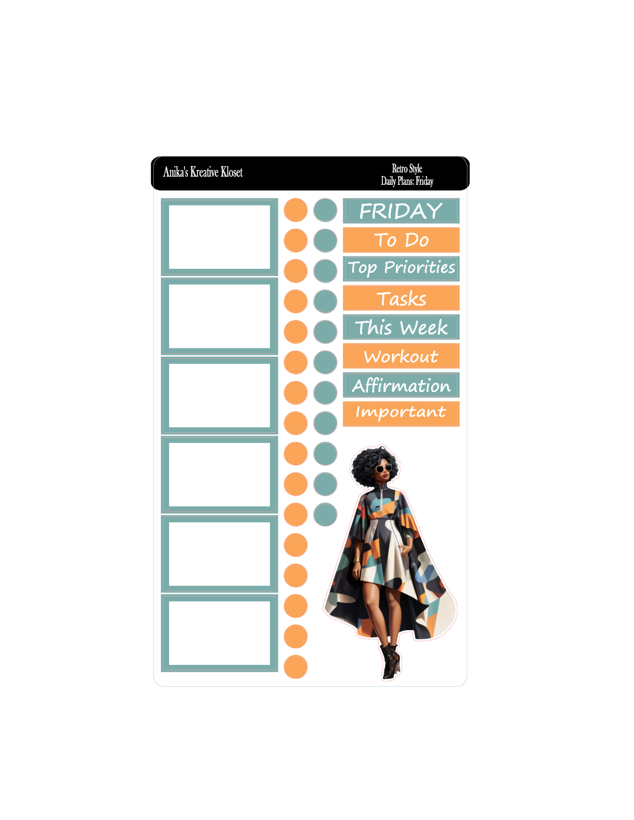Daily Plans Sticker Kit: Retro Style