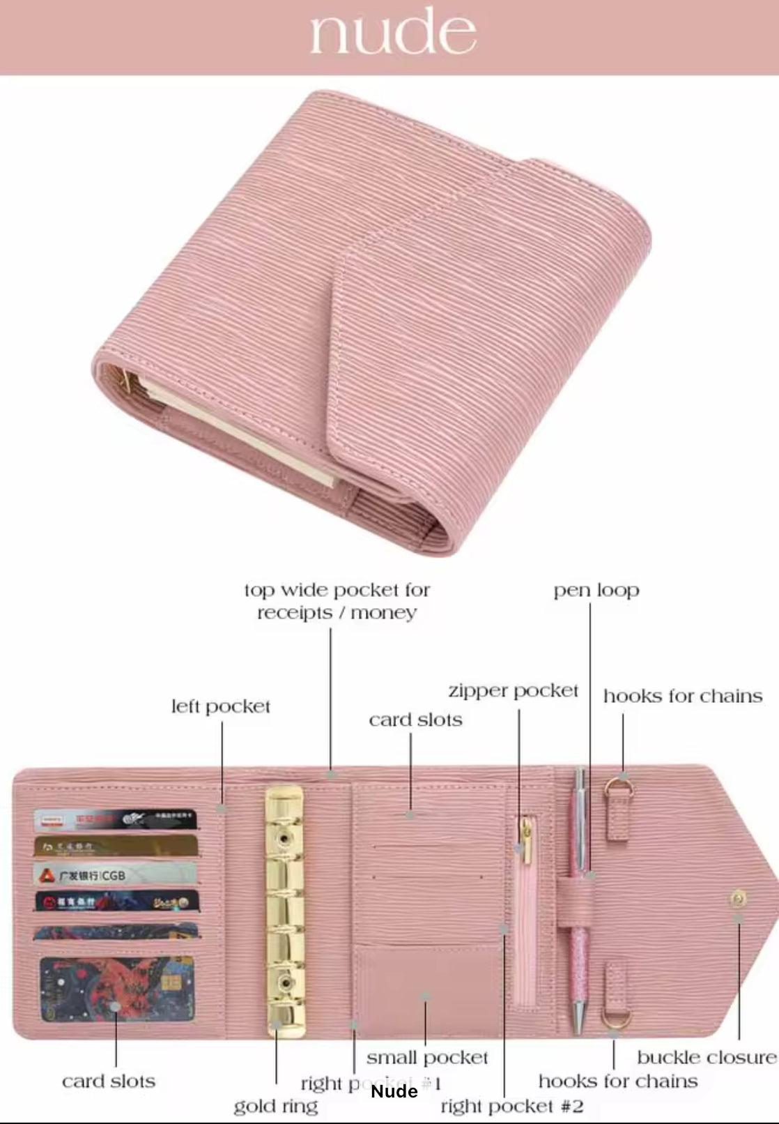 A7 Saffiano Envelope Style Cash Budget Binder (Wallet)