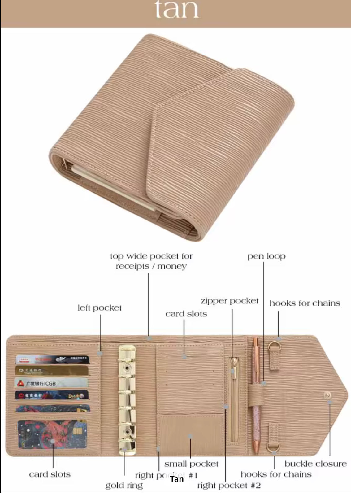A7 Saffiano Envelope Style Cash Budget Binder (Wallet)