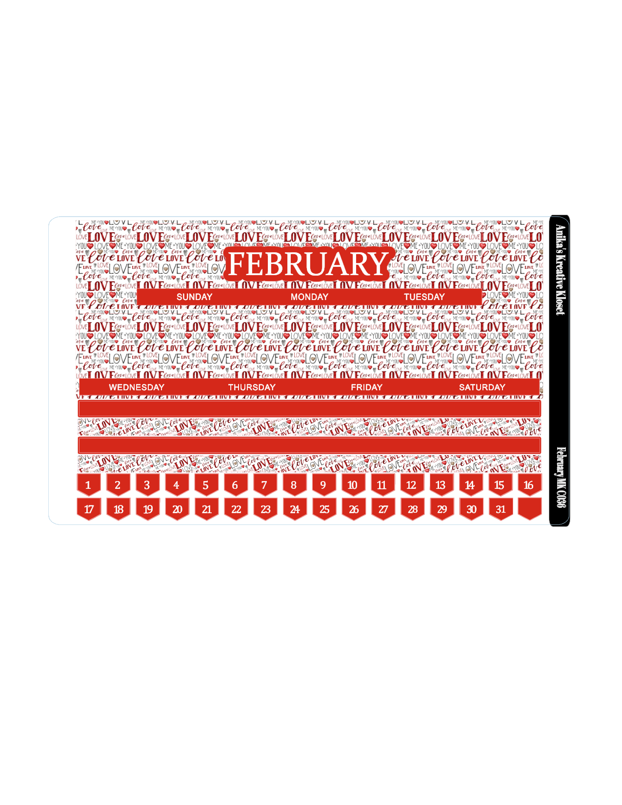 February Monthly Kit- HP Classic-Sized MK-036