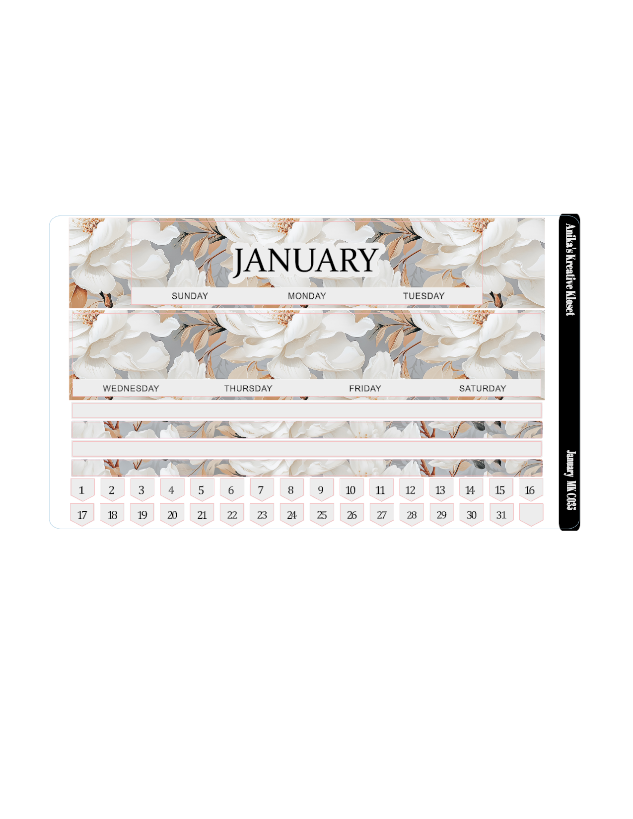 January Monthly Kit HP Classic Sized MK-C035