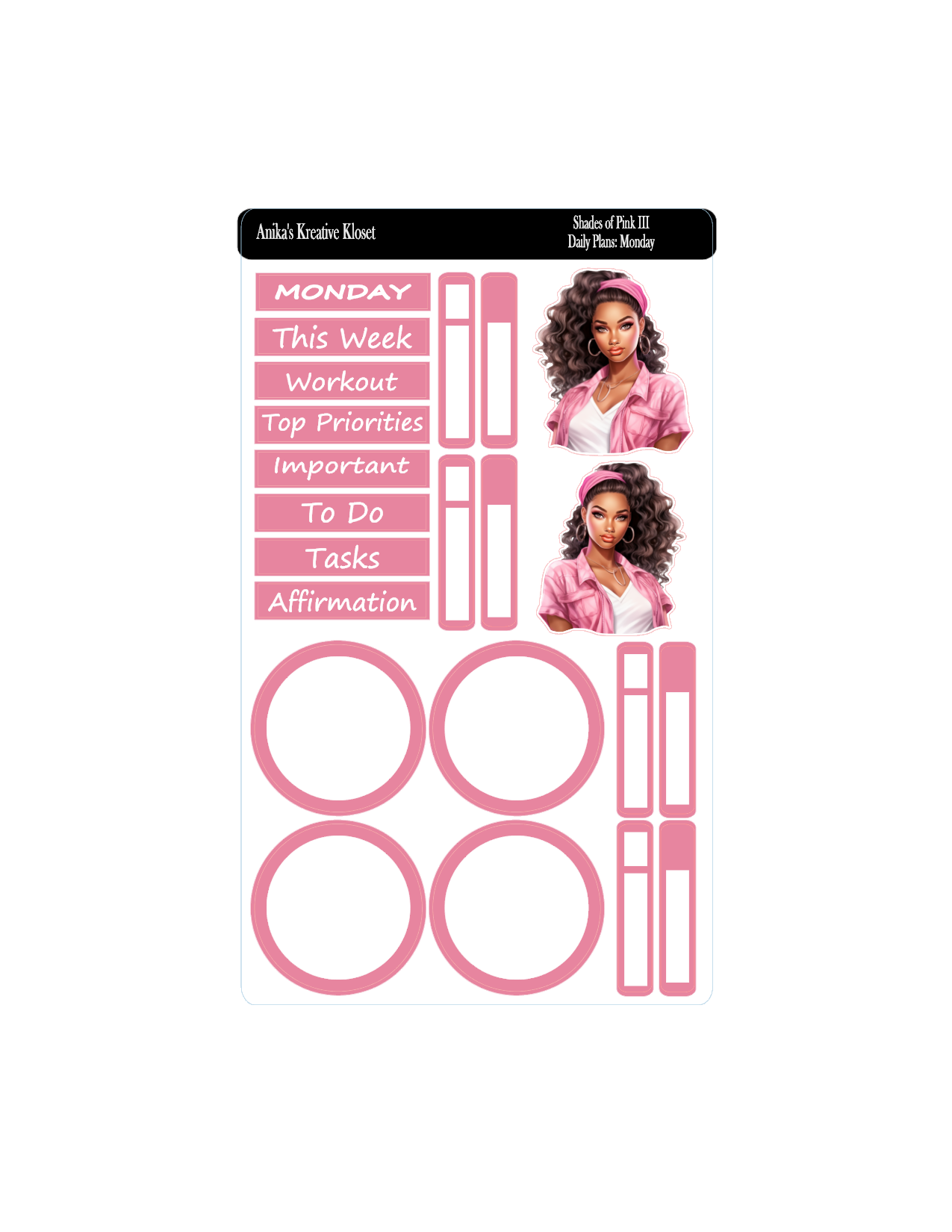 Daily Plan Sticker Kit: Shades of Pink III