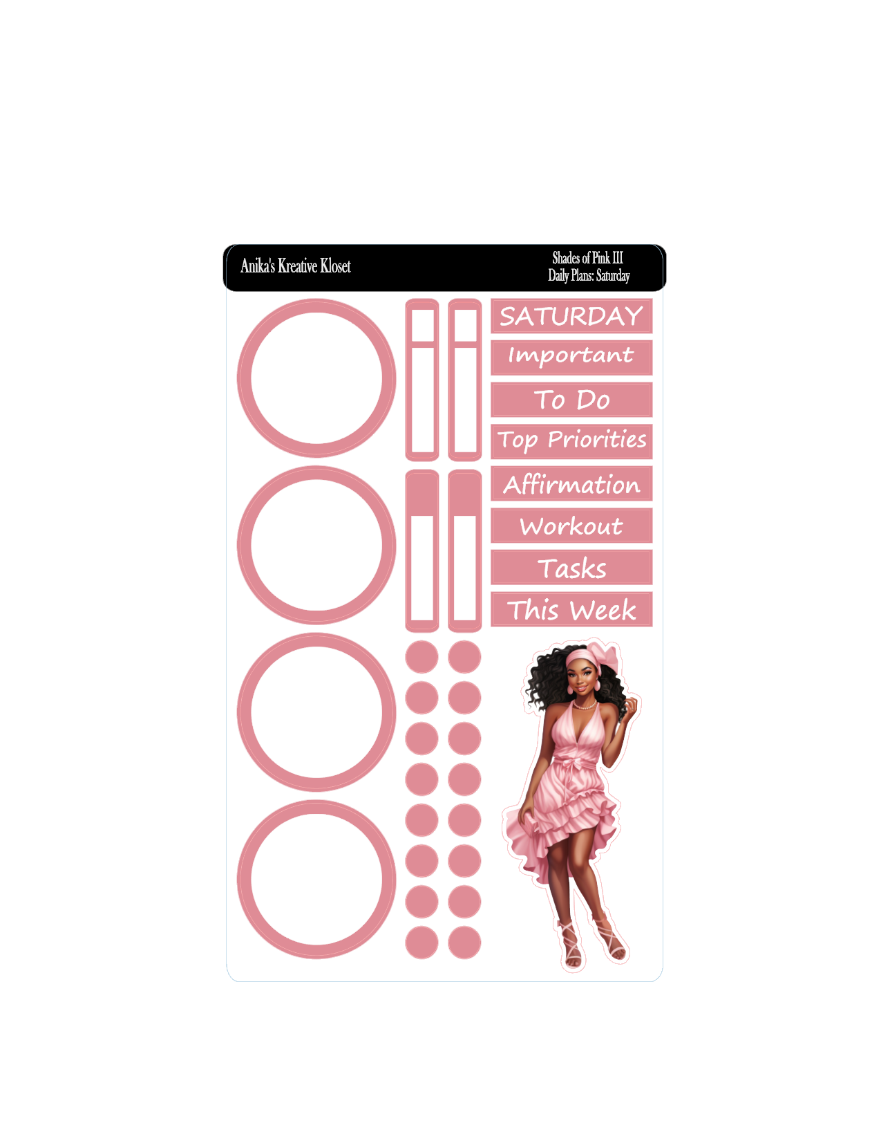 Daily Plan Sticker Kit: Shades of Pink III