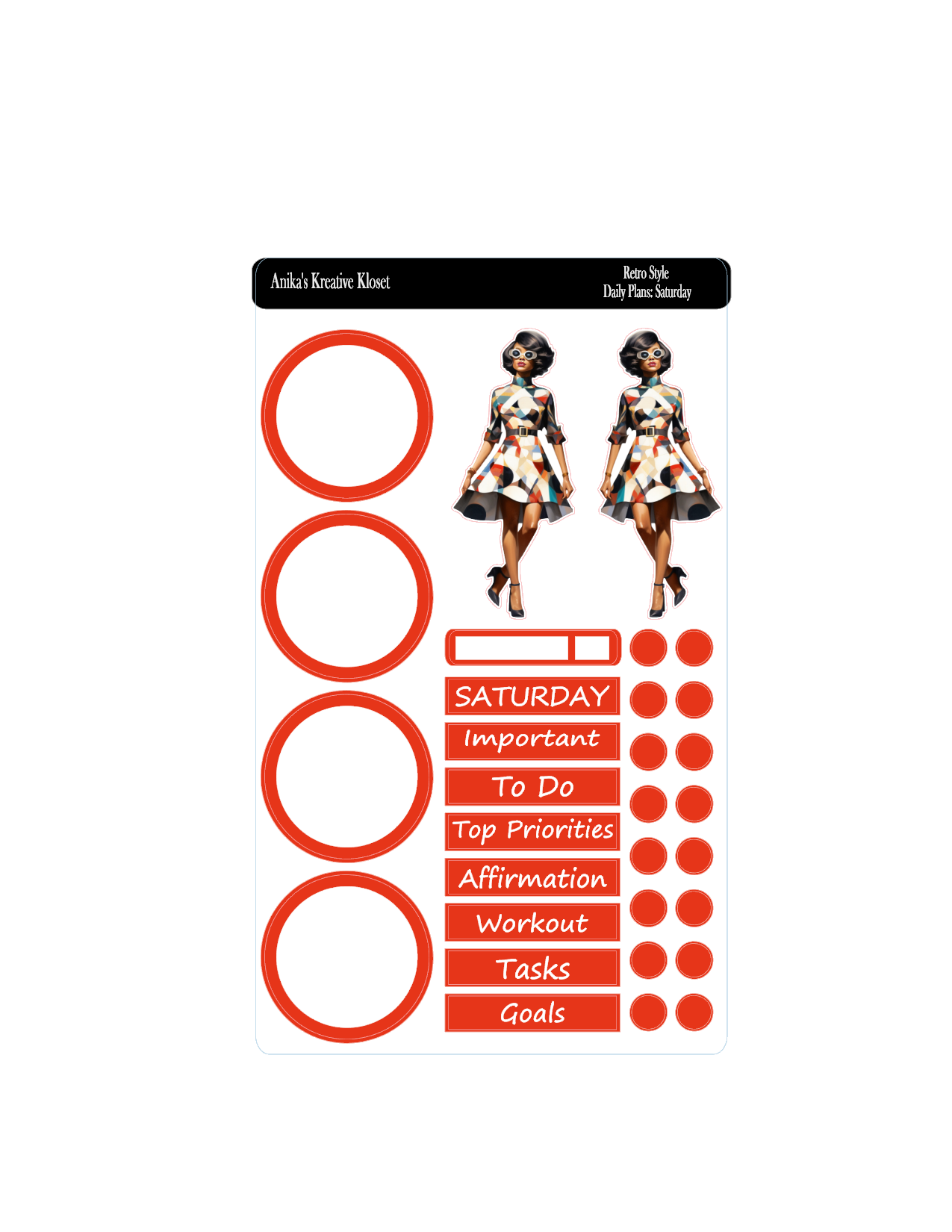 Daily Plans Sticker Kit: Retro Style