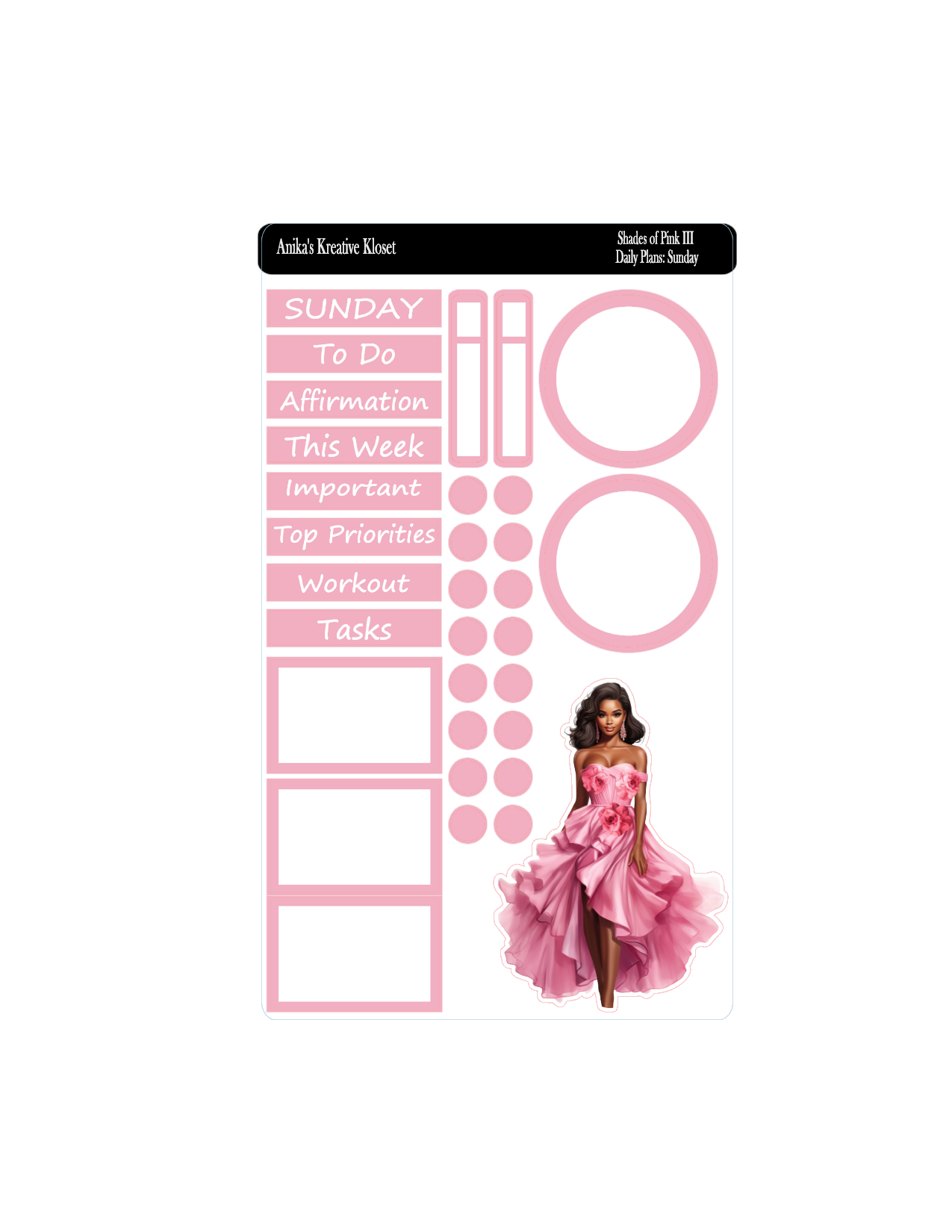 Daily Plan Sticker Kit: Shades of Pink III