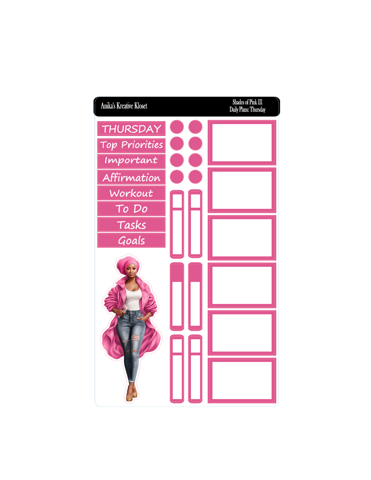 Daily Plan Sticker Kit: Shades of Pink III