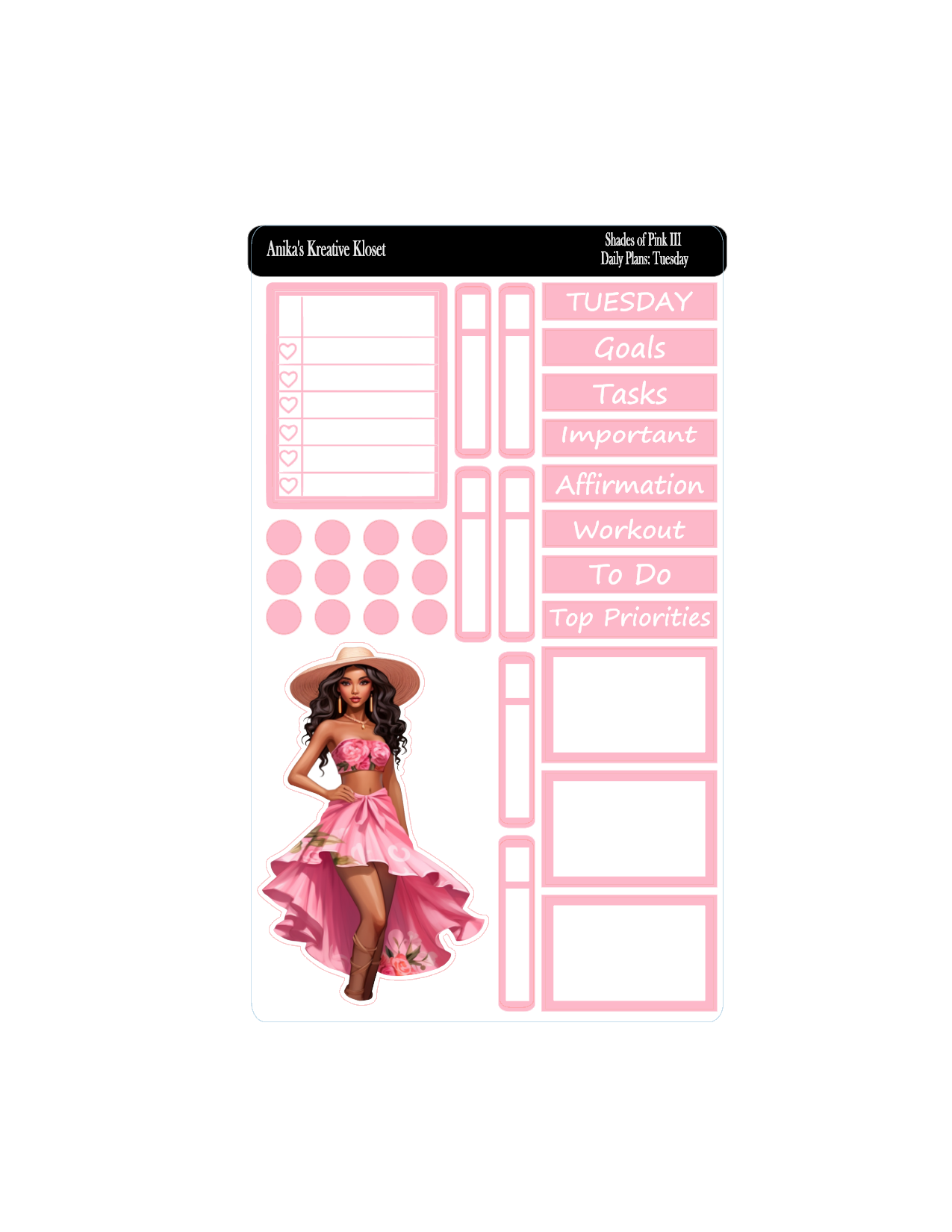Daily Plan Sticker Kit: Shades of Pink III