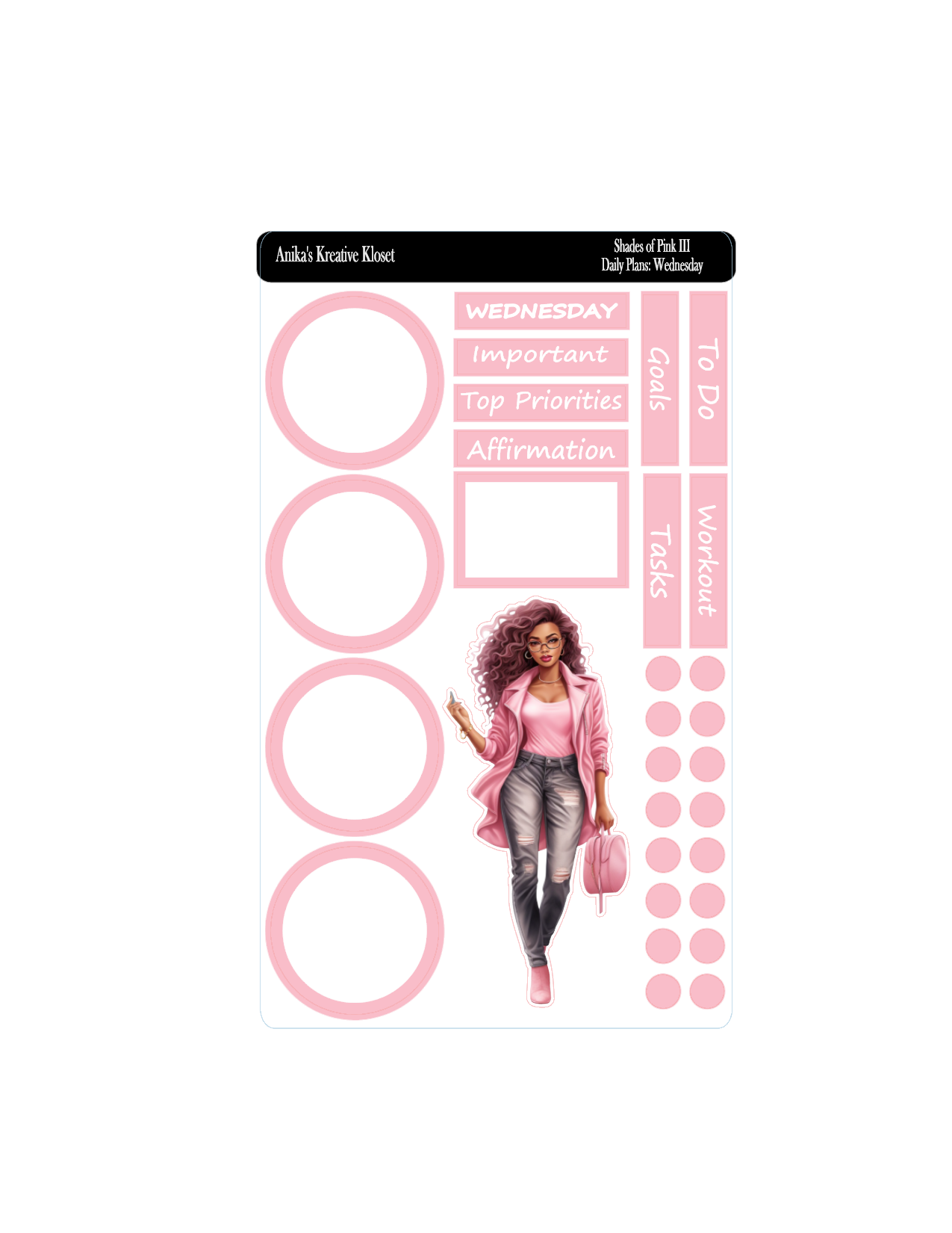 Daily Plan Sticker Kit: Shades of Pink III