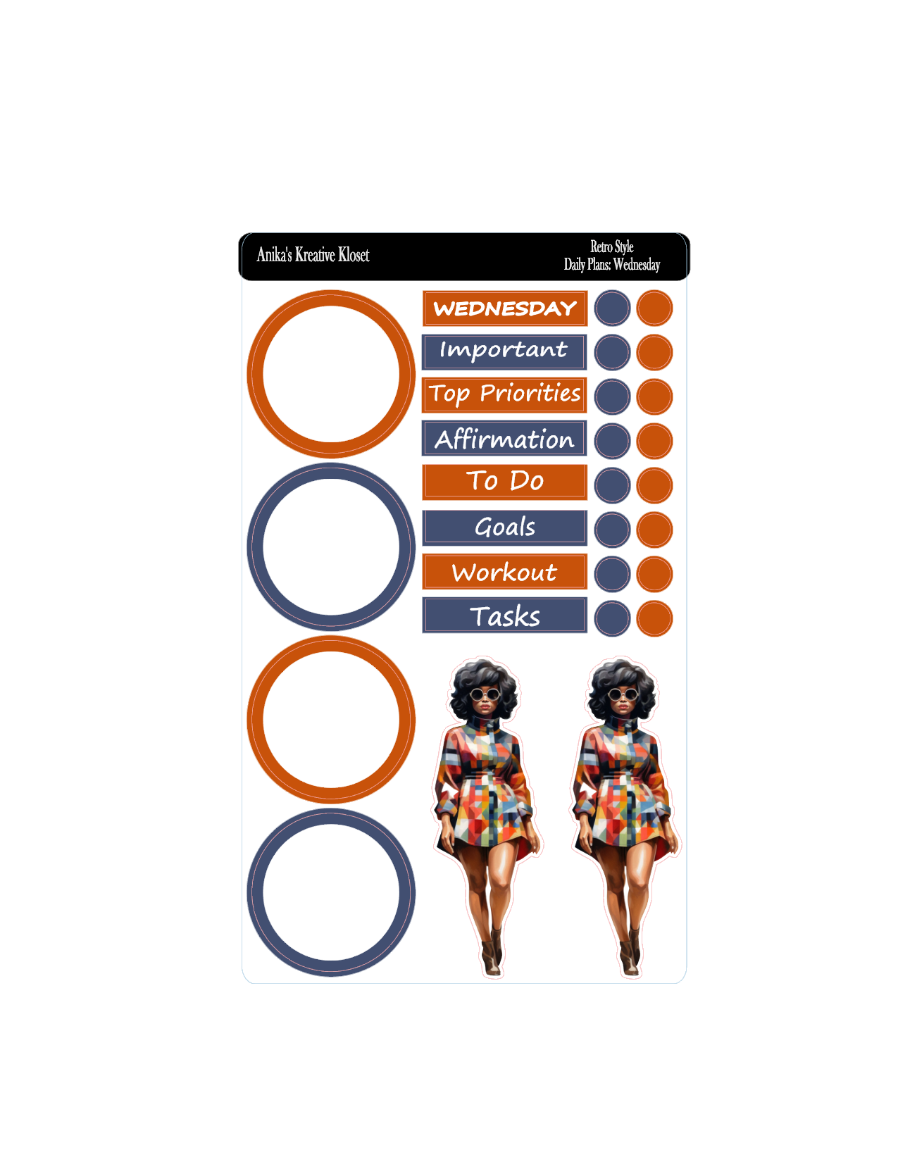 Daily Plans Sticker Kit: Retro Style