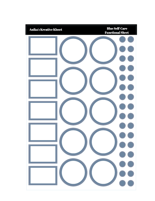 Blue Functional Sheet: Self-Care Ideas