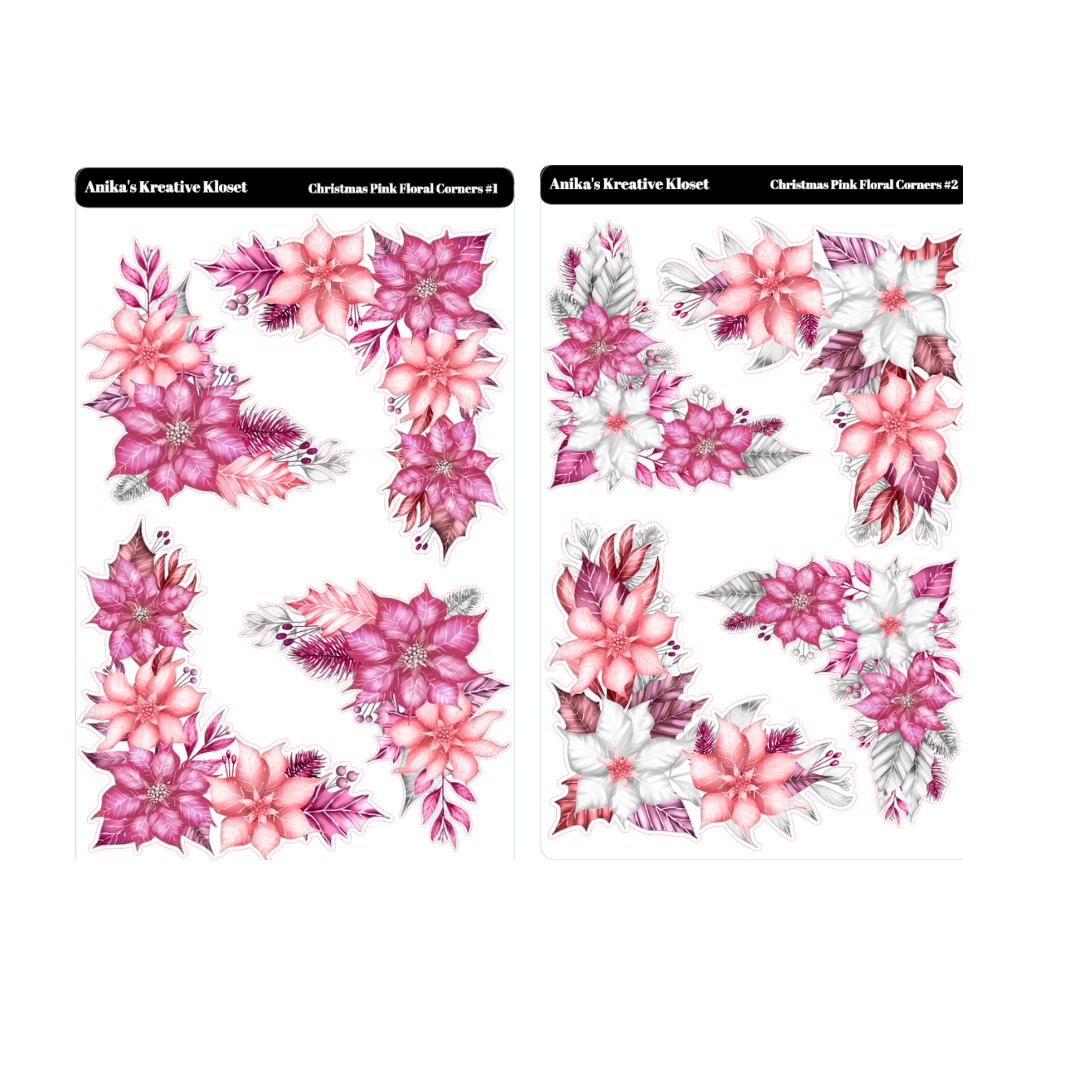 Christmas Pink Floral Corners