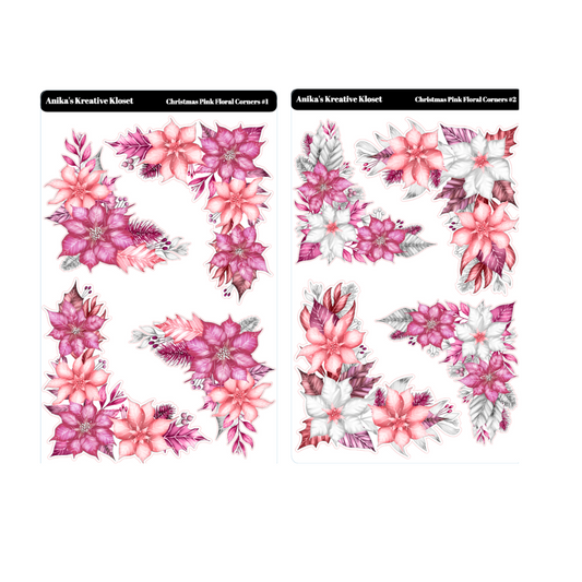 Christmas Pink Floral Corners