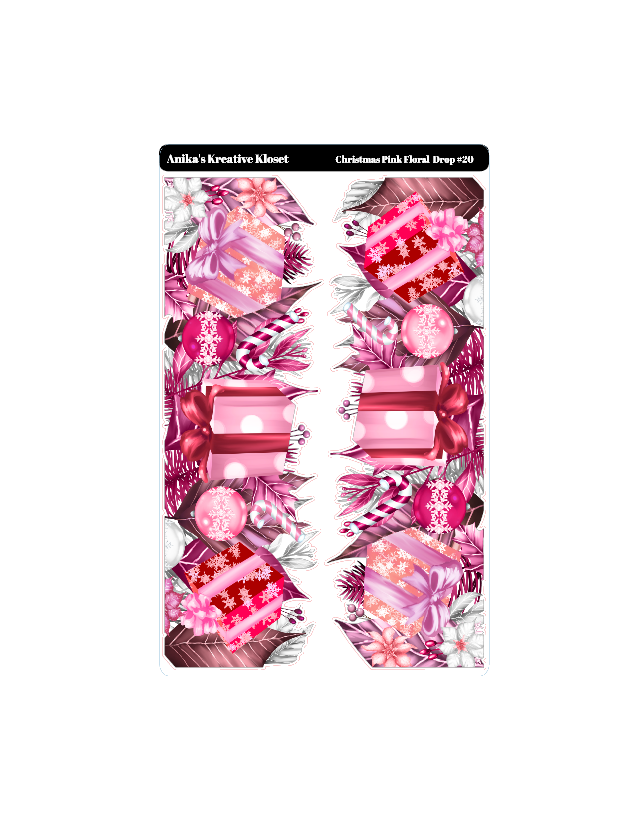 Christmas Pink Floral Drop Large