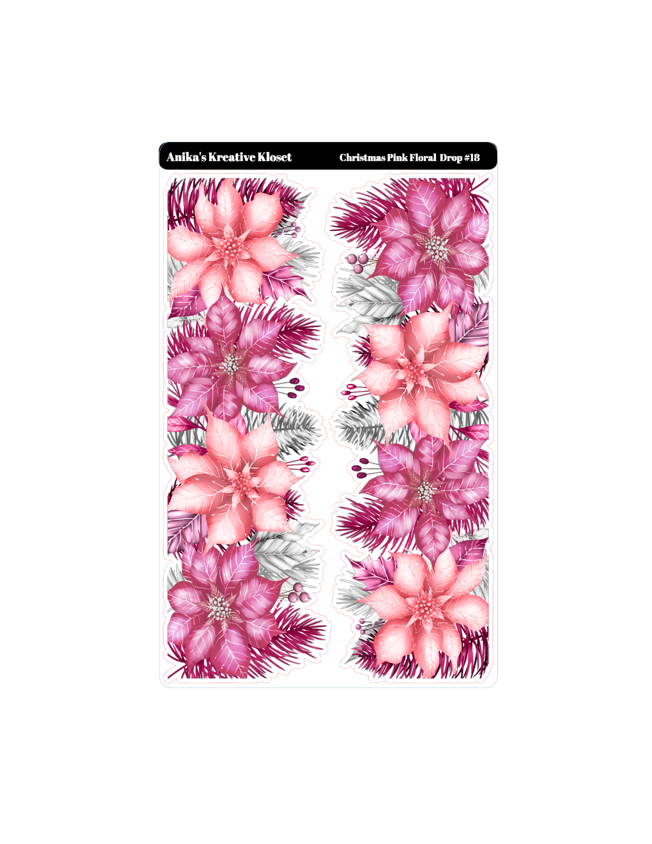 Christmas Pink Floral Drop Large