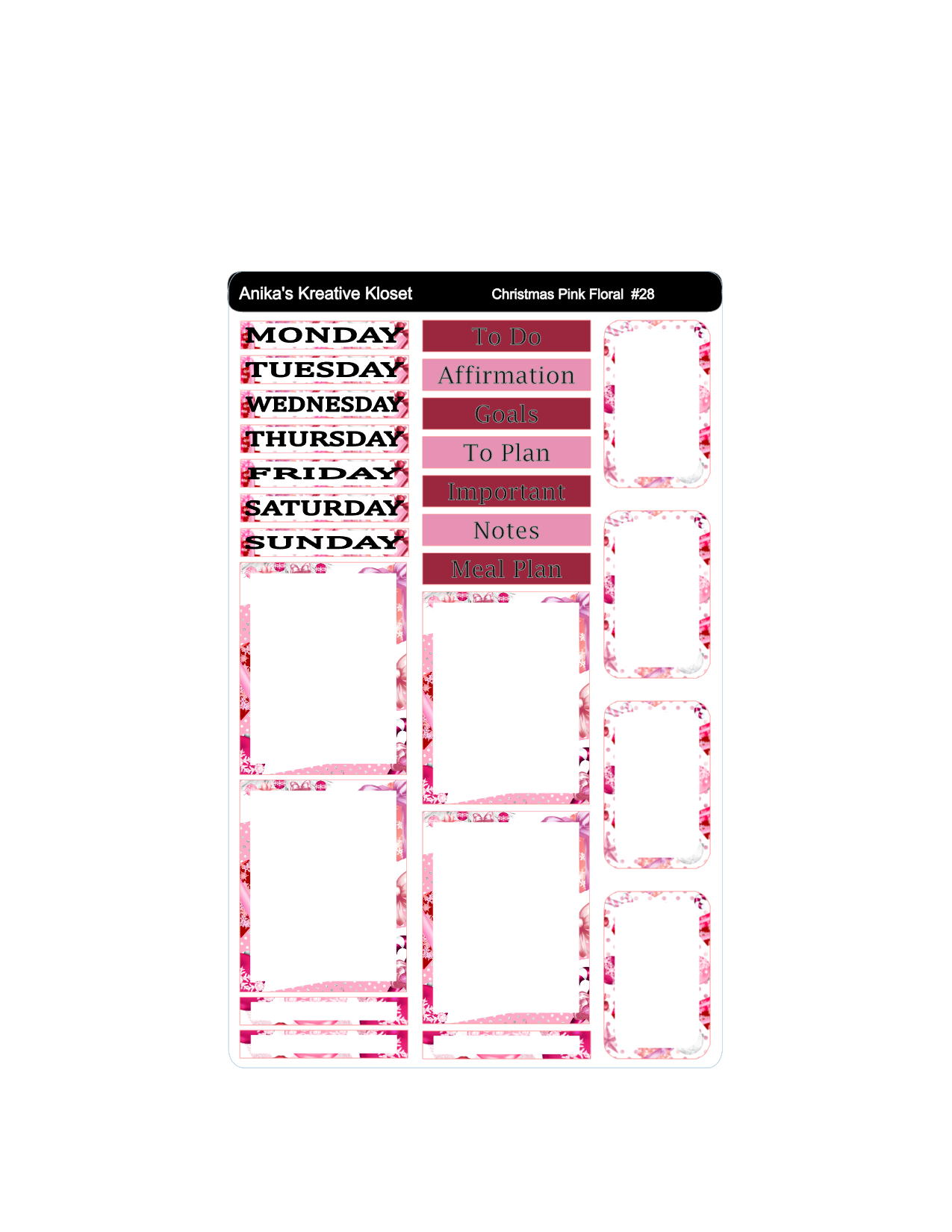 Christmas Pink Headers and Boxes