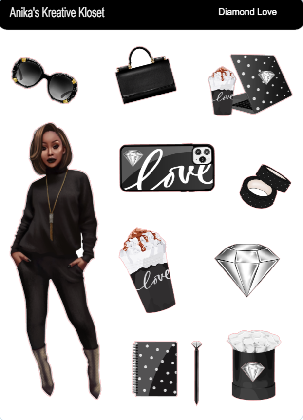 Diamond Love 3-page Functional Kit Brown tone