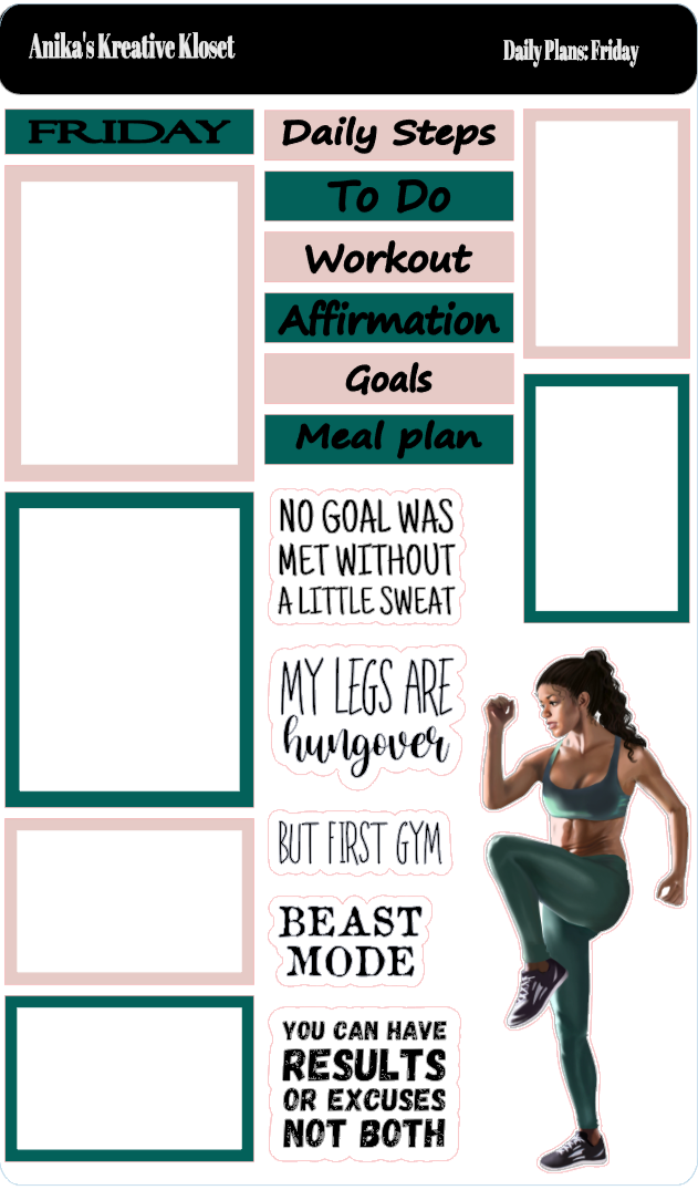 Daily Plans Sticker Sheet Fitness