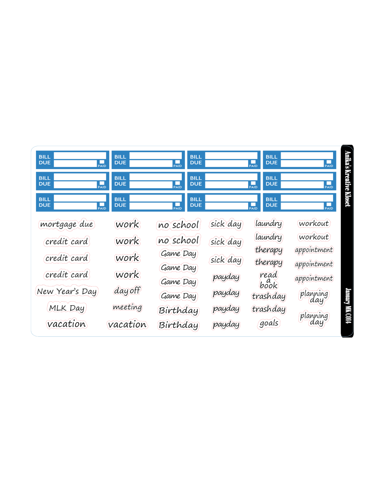 January Monthly Kit HP Classic- Sized MC-C015