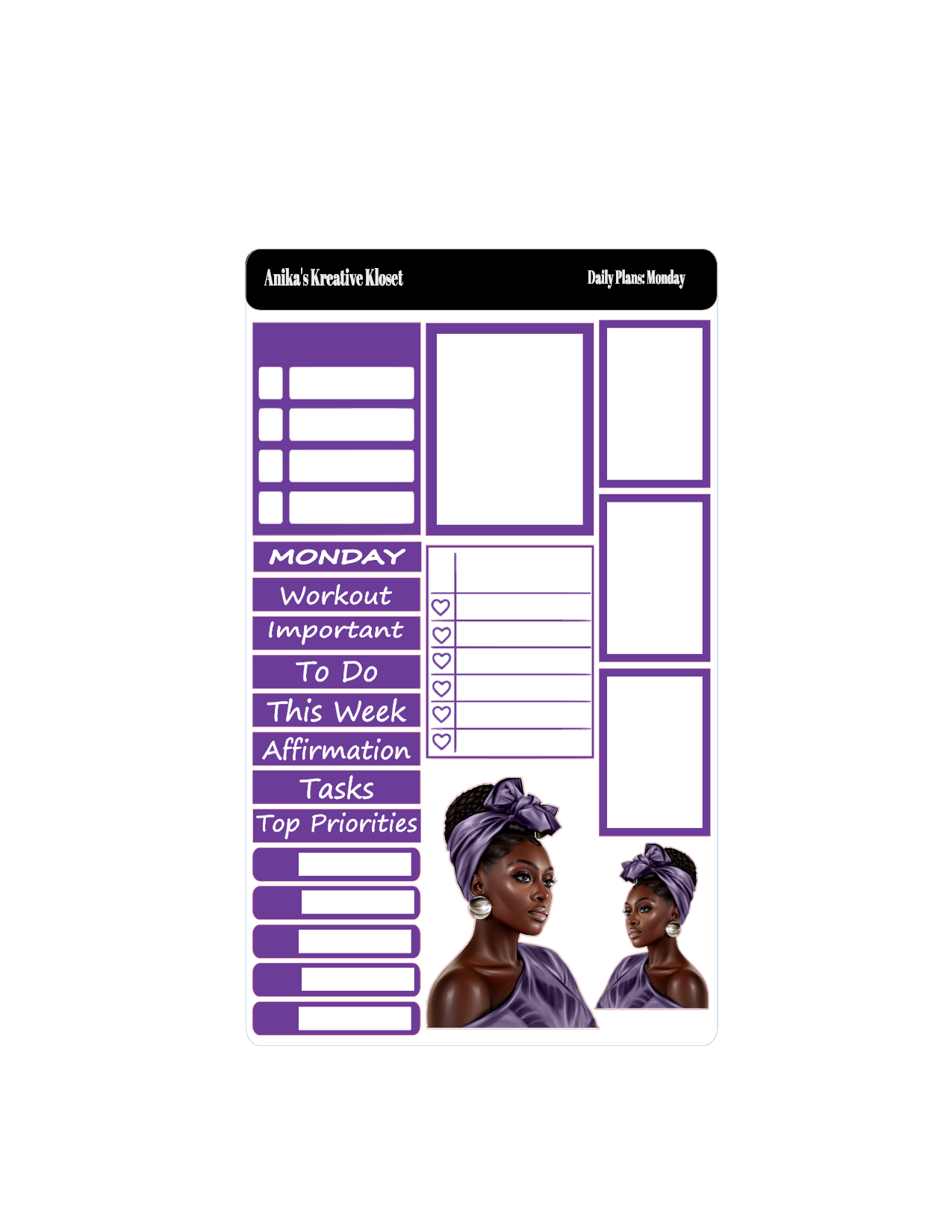 Shades of Purple Daily Plans Sticker Sheet