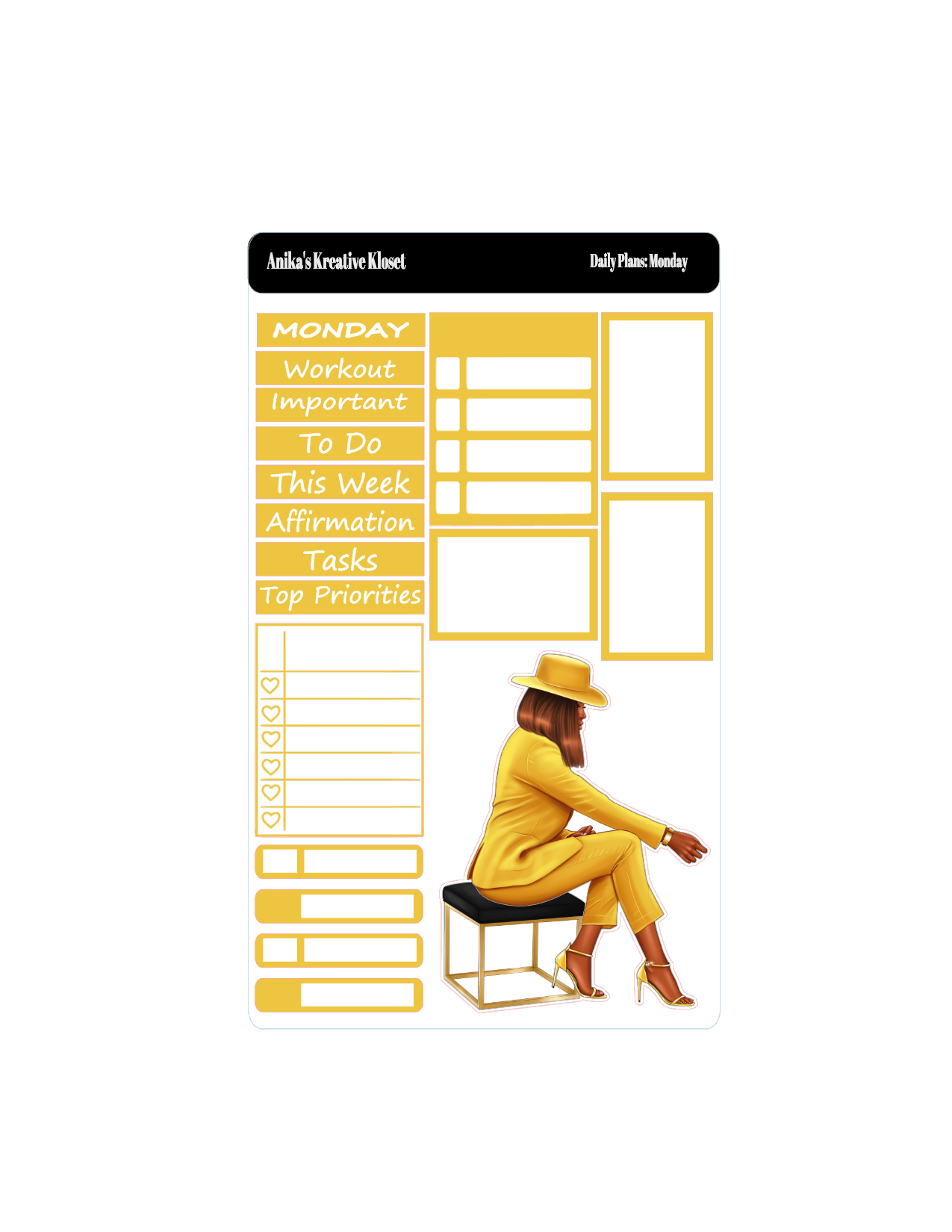 Shades of Yellow Daily Plans Sticker Sheet
