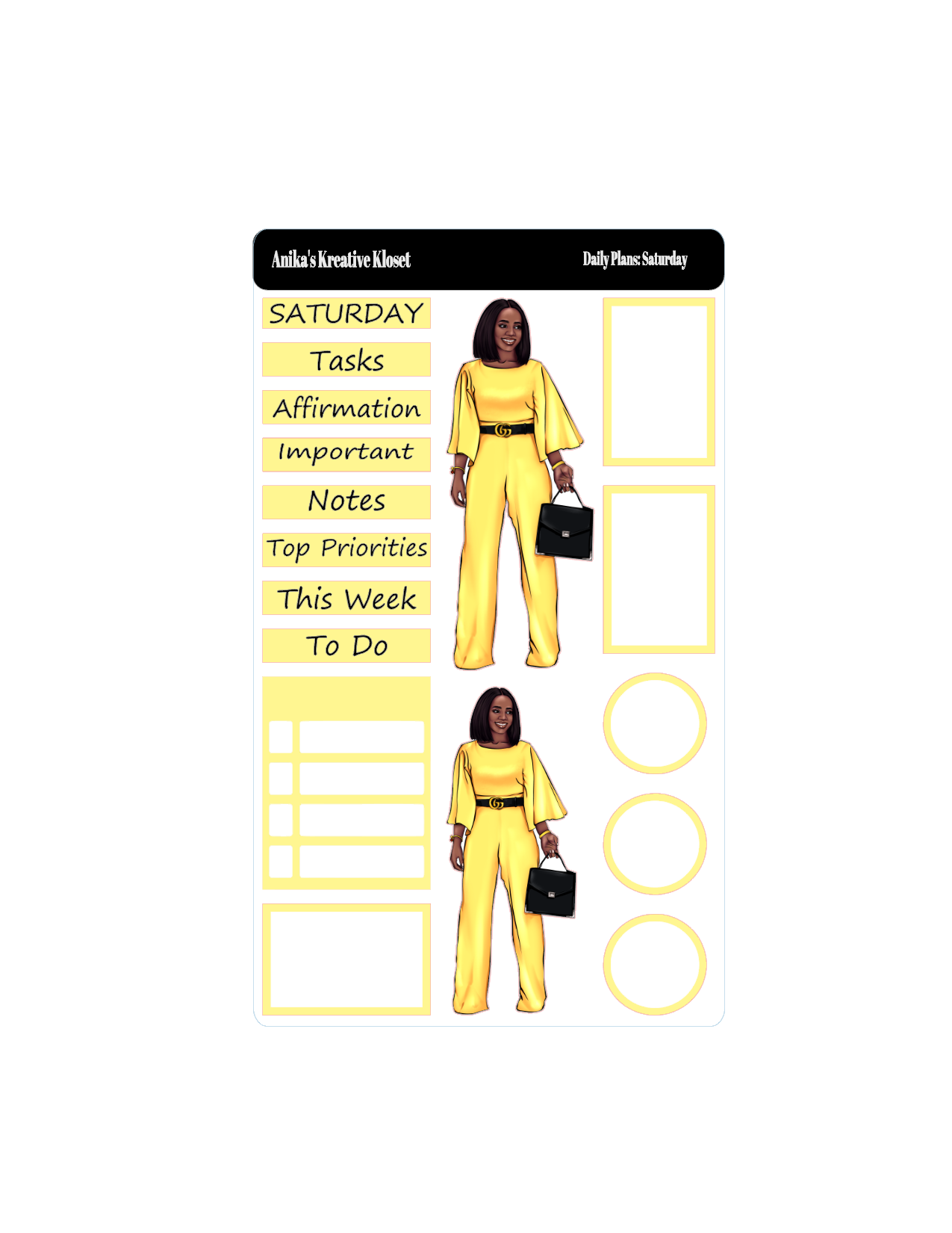 Shades of Yellow Daily Plans Sticker Sheet