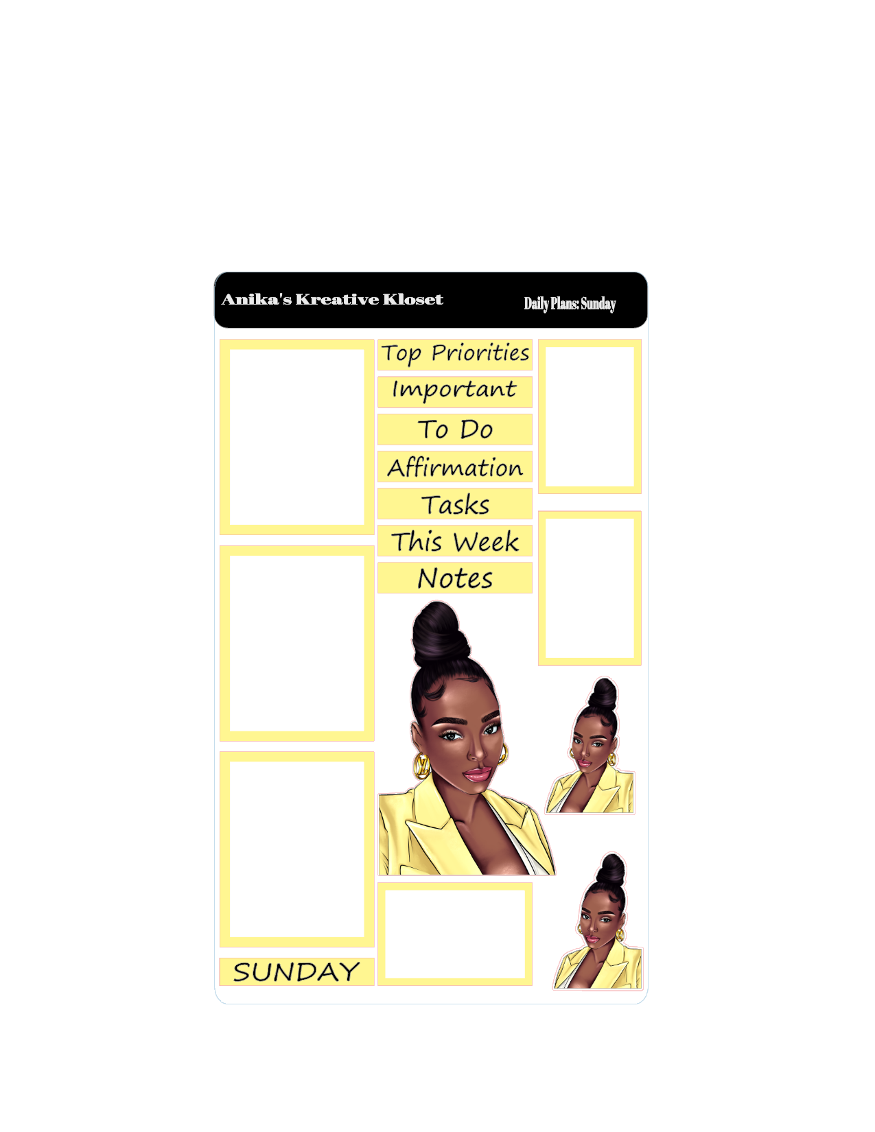 Shades of Yellow Daily Plans Sticker Sheet