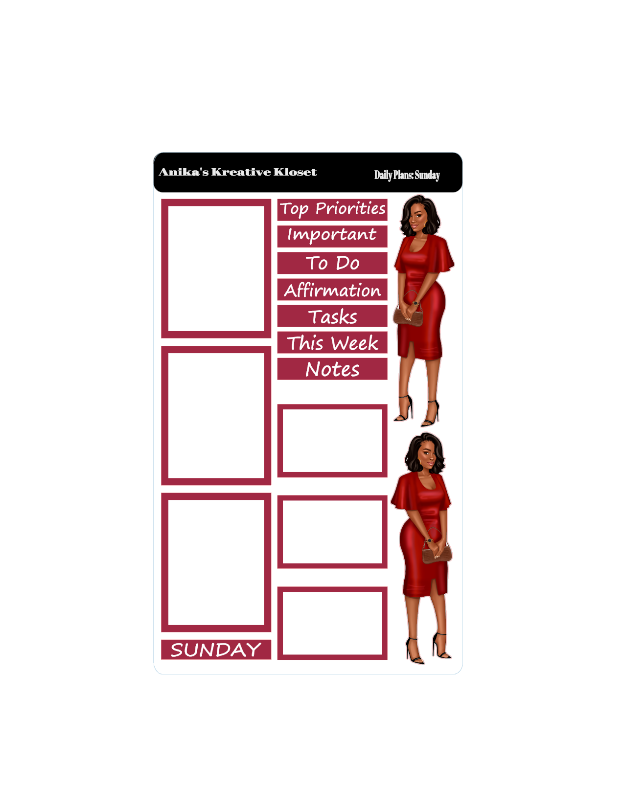 Shades of Red Daily Plans Sticker Sheet