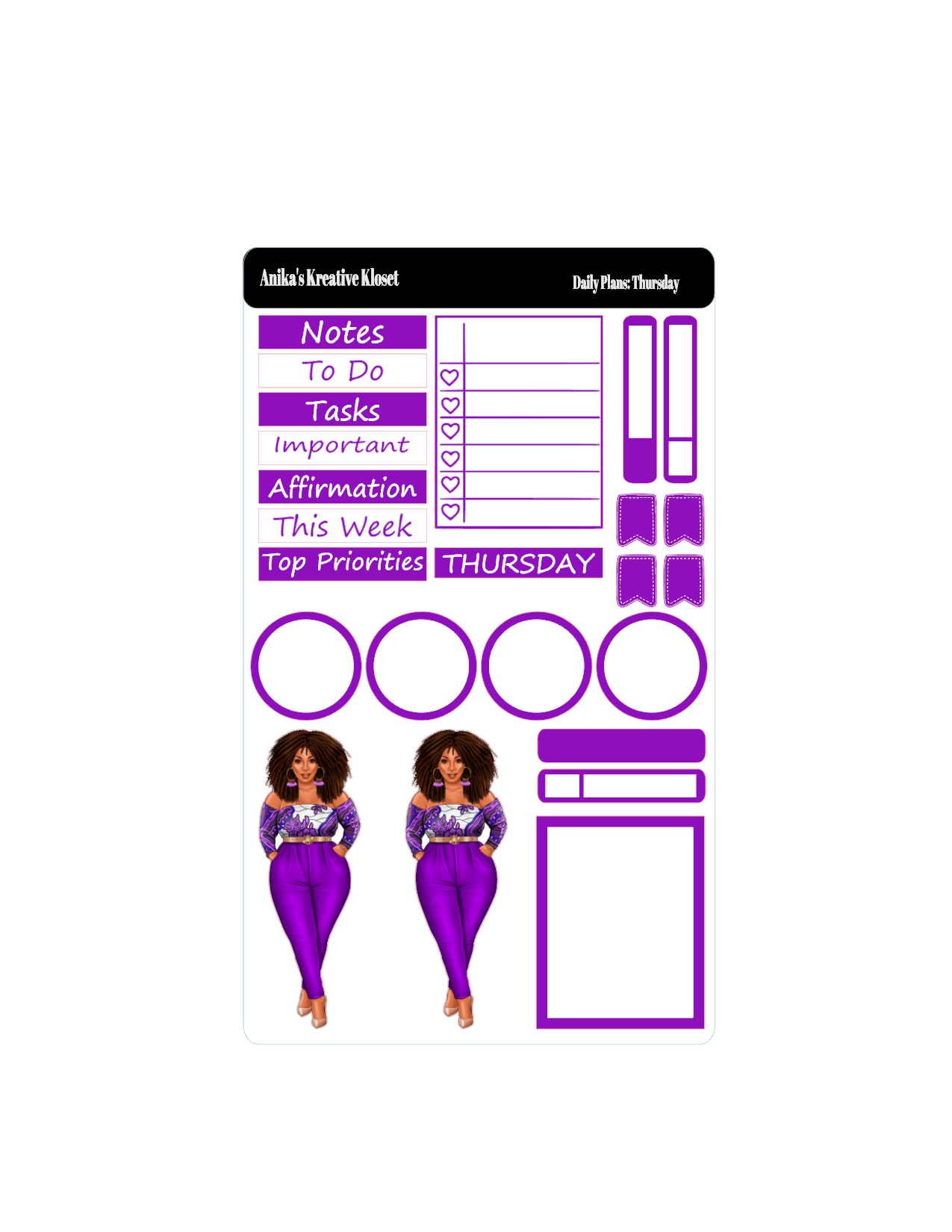 Shades of Purple Daily Plans Sticker Sheet