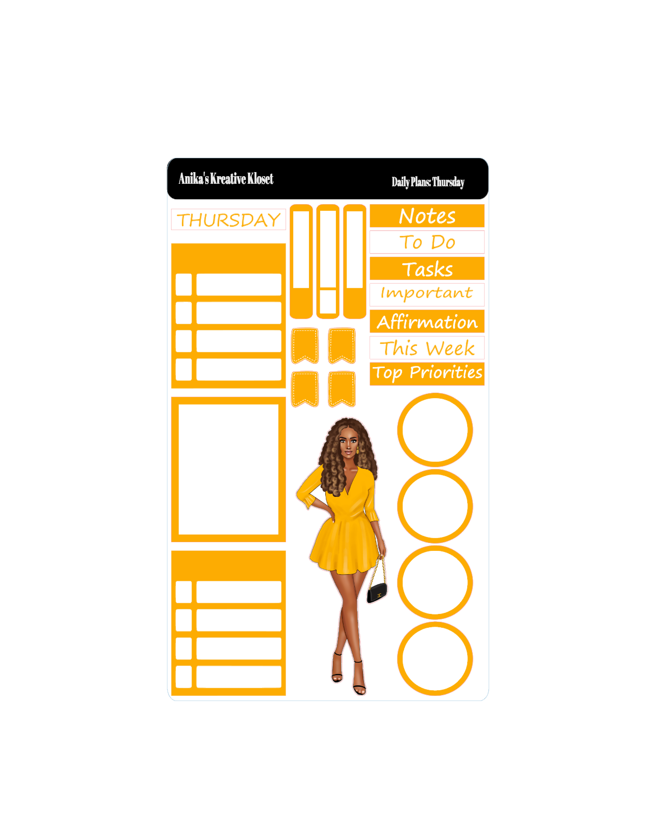 Shades of Yellow Daily Plans Sticker Sheet