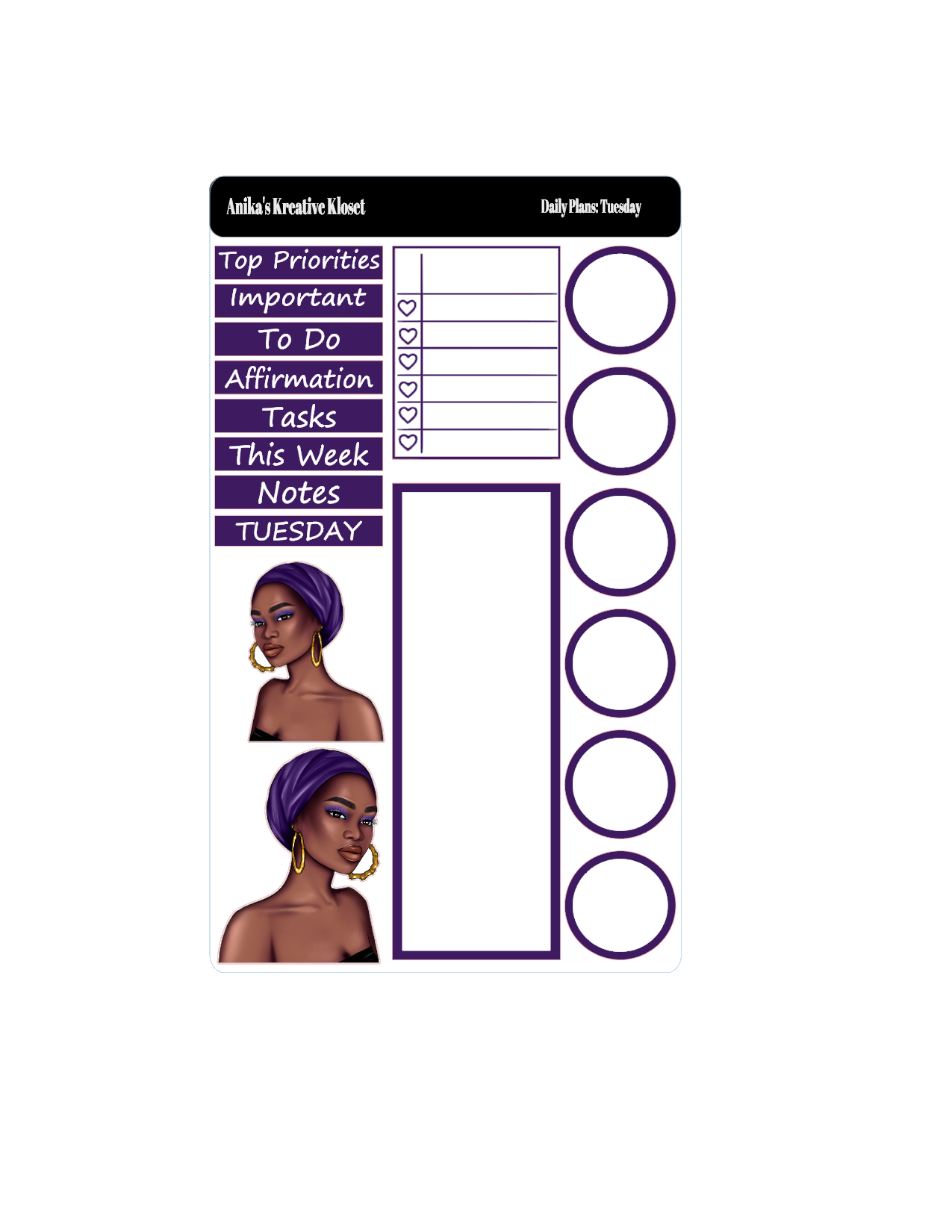 Shades of Purple Daily Plans Sticker Sheet