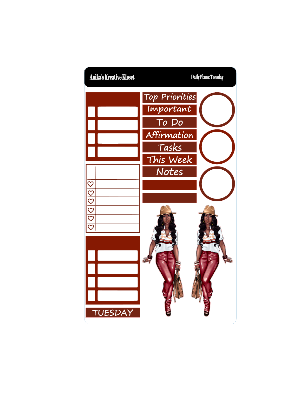 Shades of Red Daily Plans Sticker Sheet