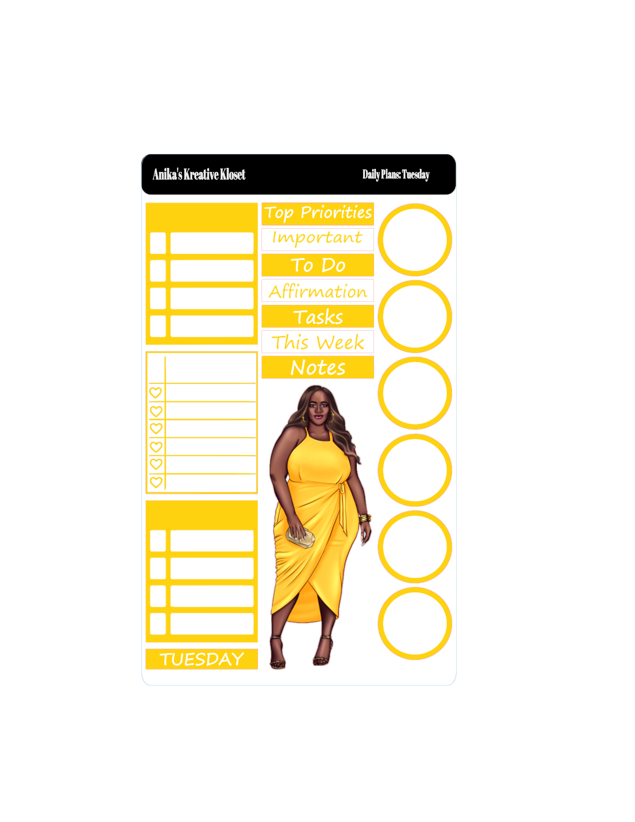 Shades of Yellow Daily Plans Sticker Sheet