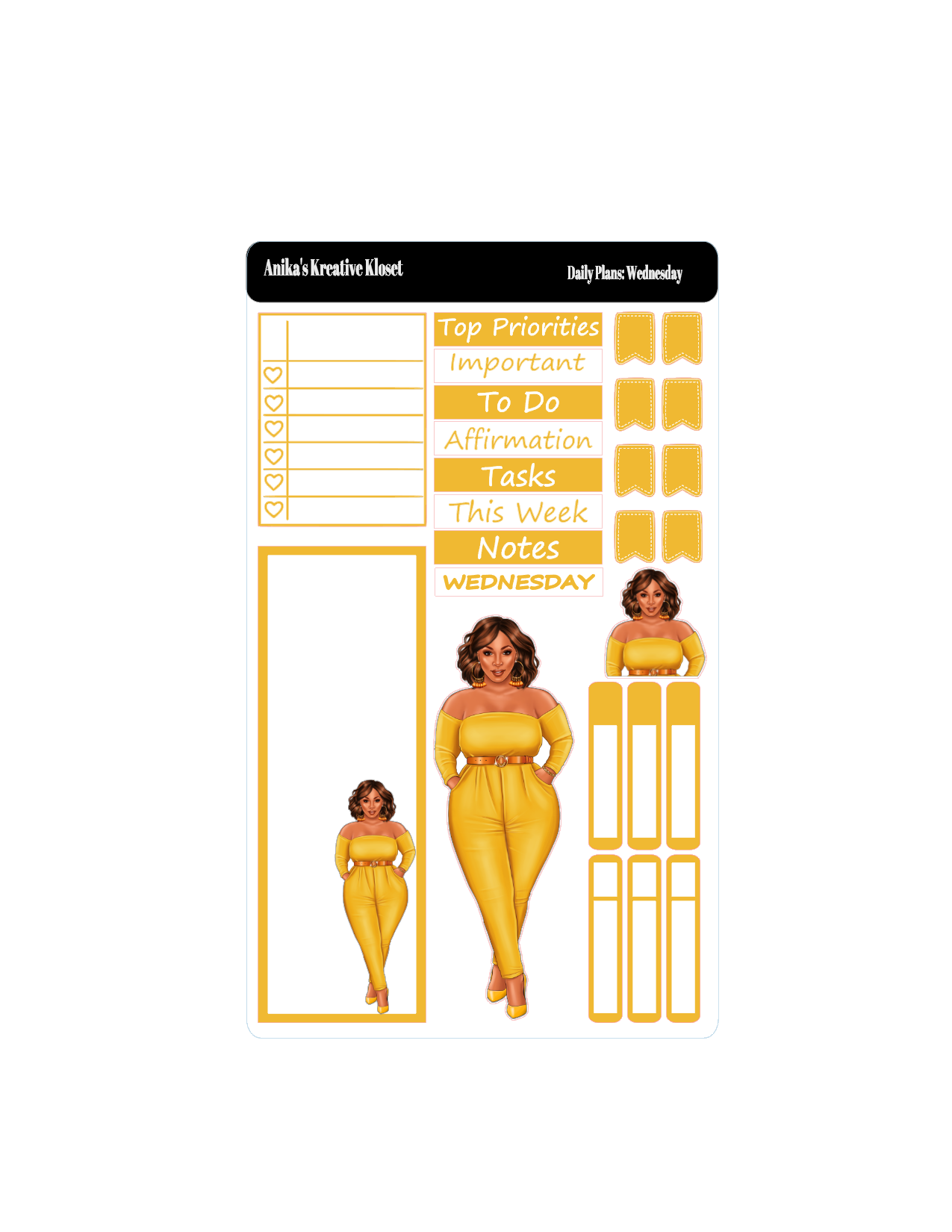 Shades of Yellow Daily Plans Sticker Sheet