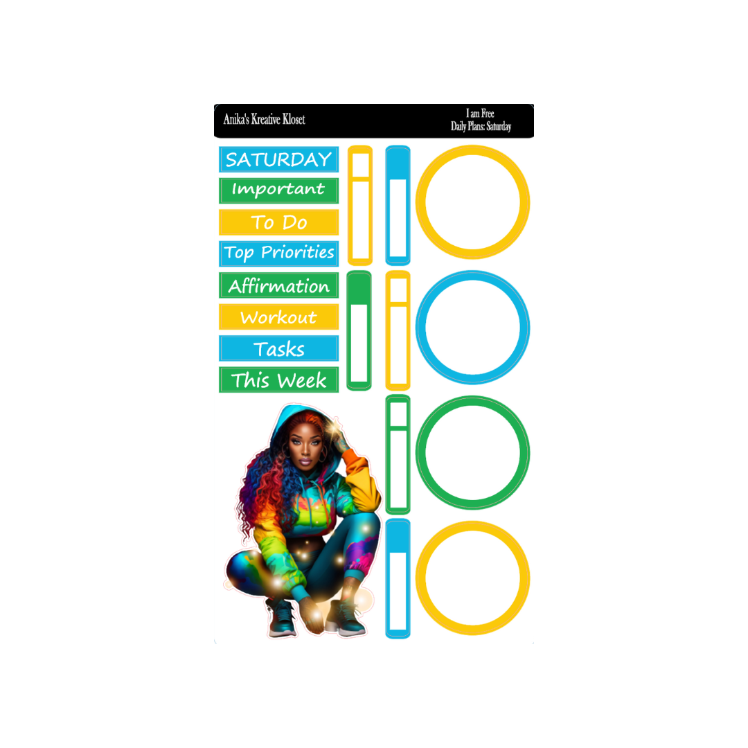 Daily Plan Sticker Kit: I am Free: Color-Coded Girls