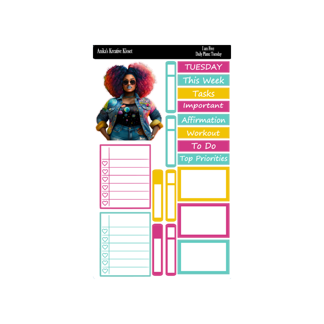 Daily Plan Sticker Kit: I am Free: Color-Coded Girls