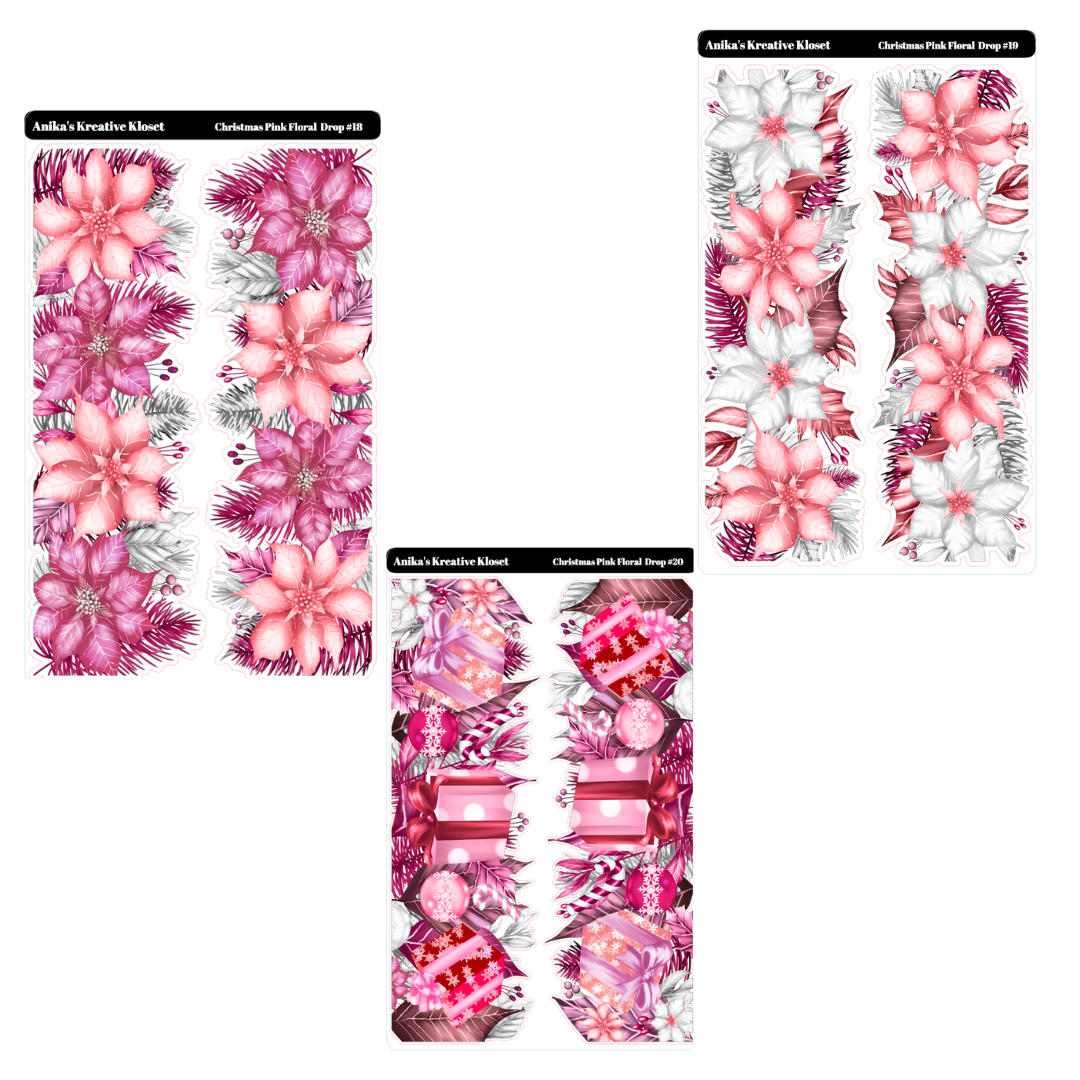 Christmas Pink Floral Drop Large