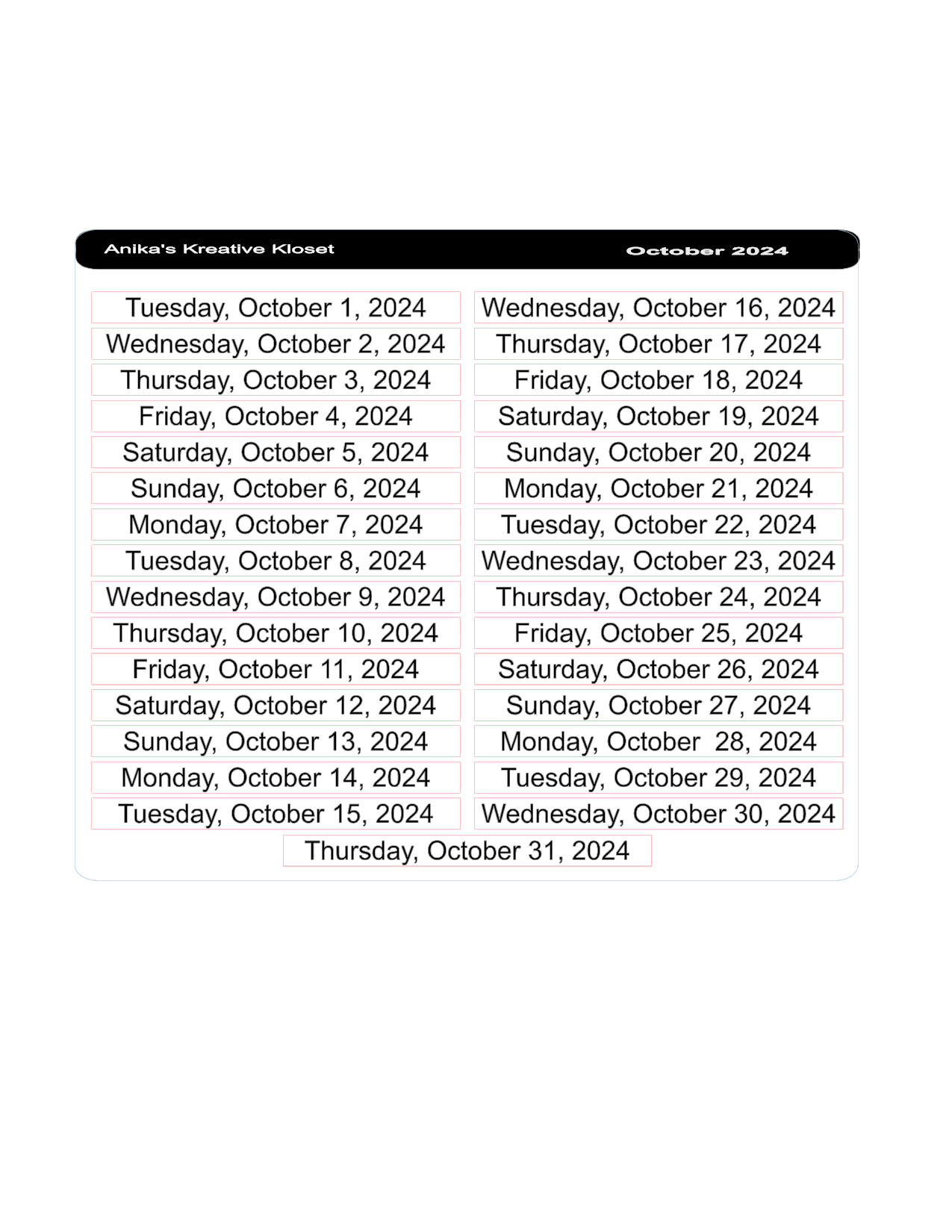 Date Strips 2024