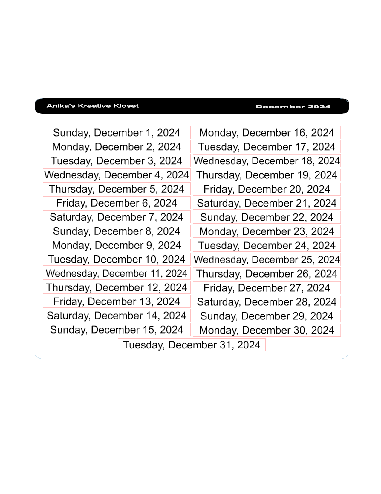 Date Strips 2024