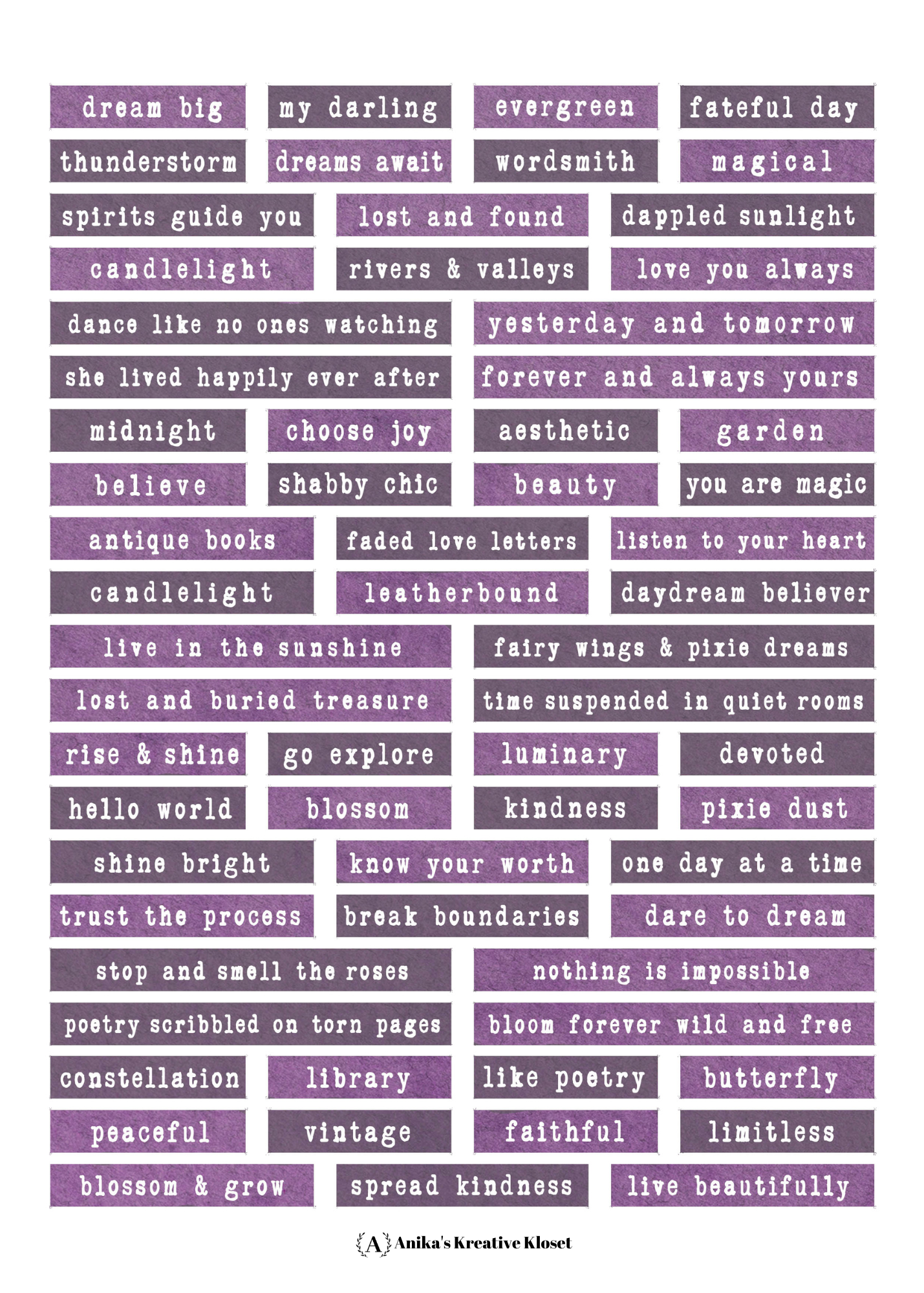 Journal word Strips: Grape