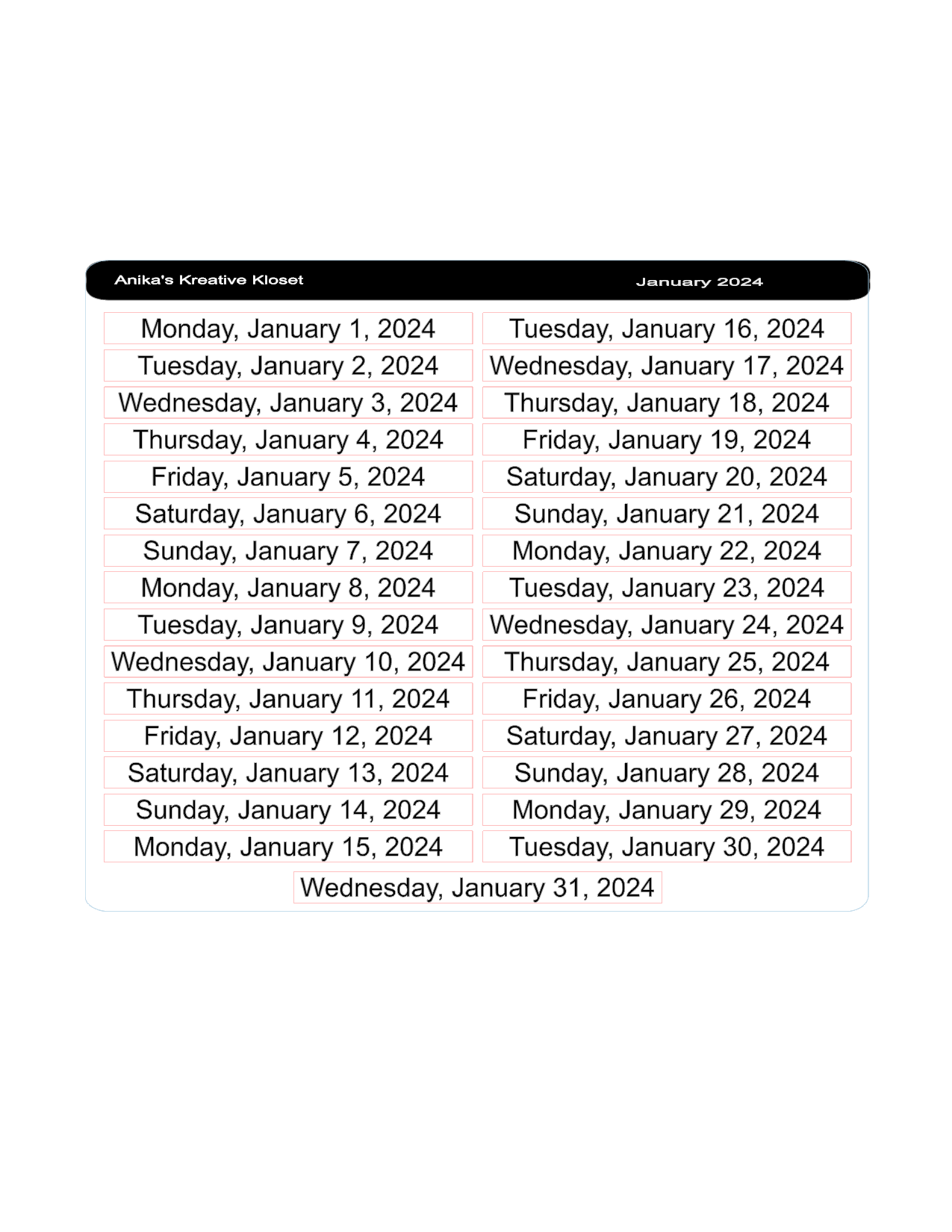 Date Strips 2024