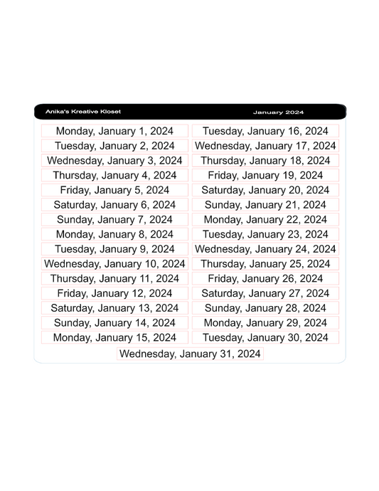 Date Strips 2024
