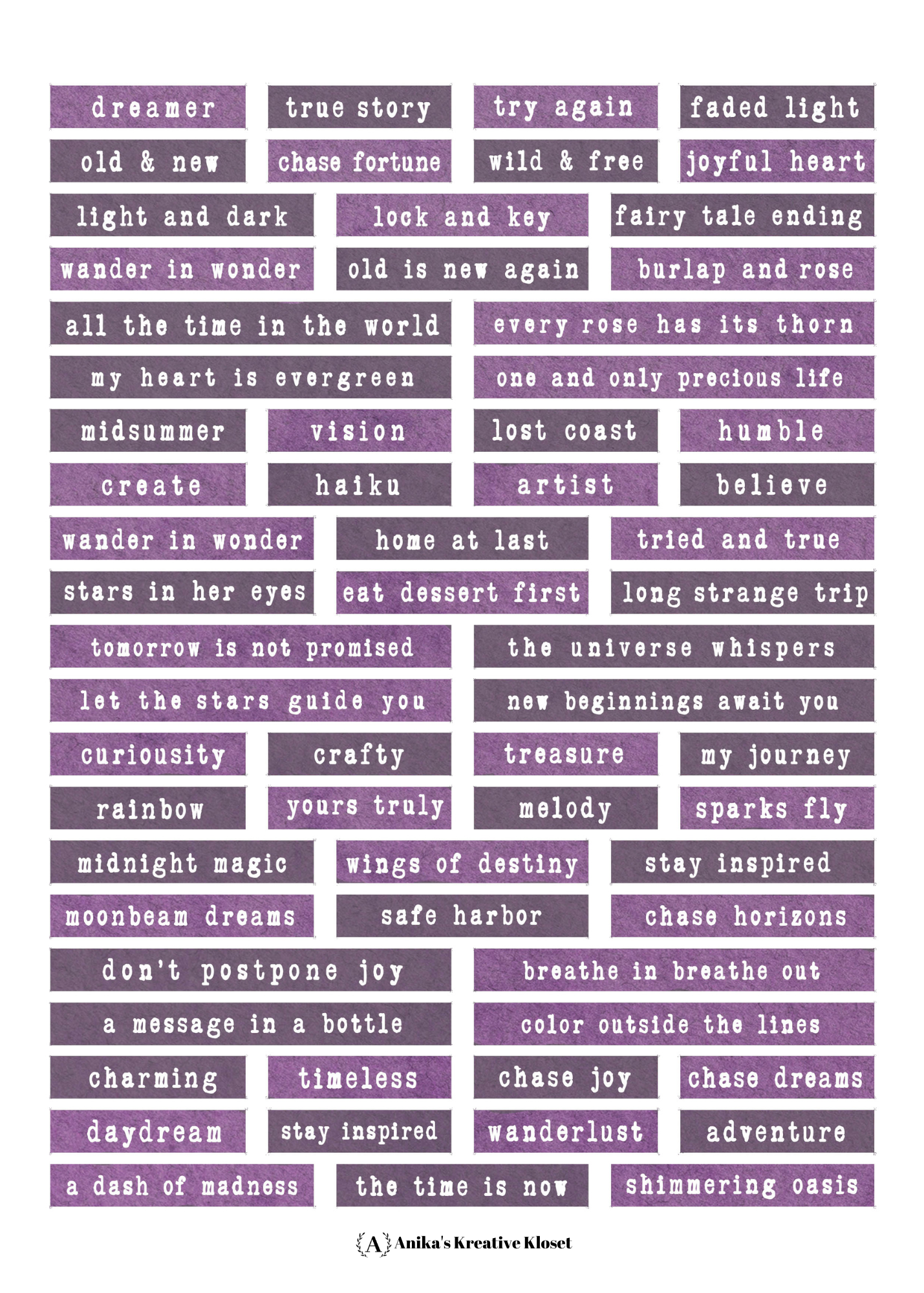Journal word Strips: Grape