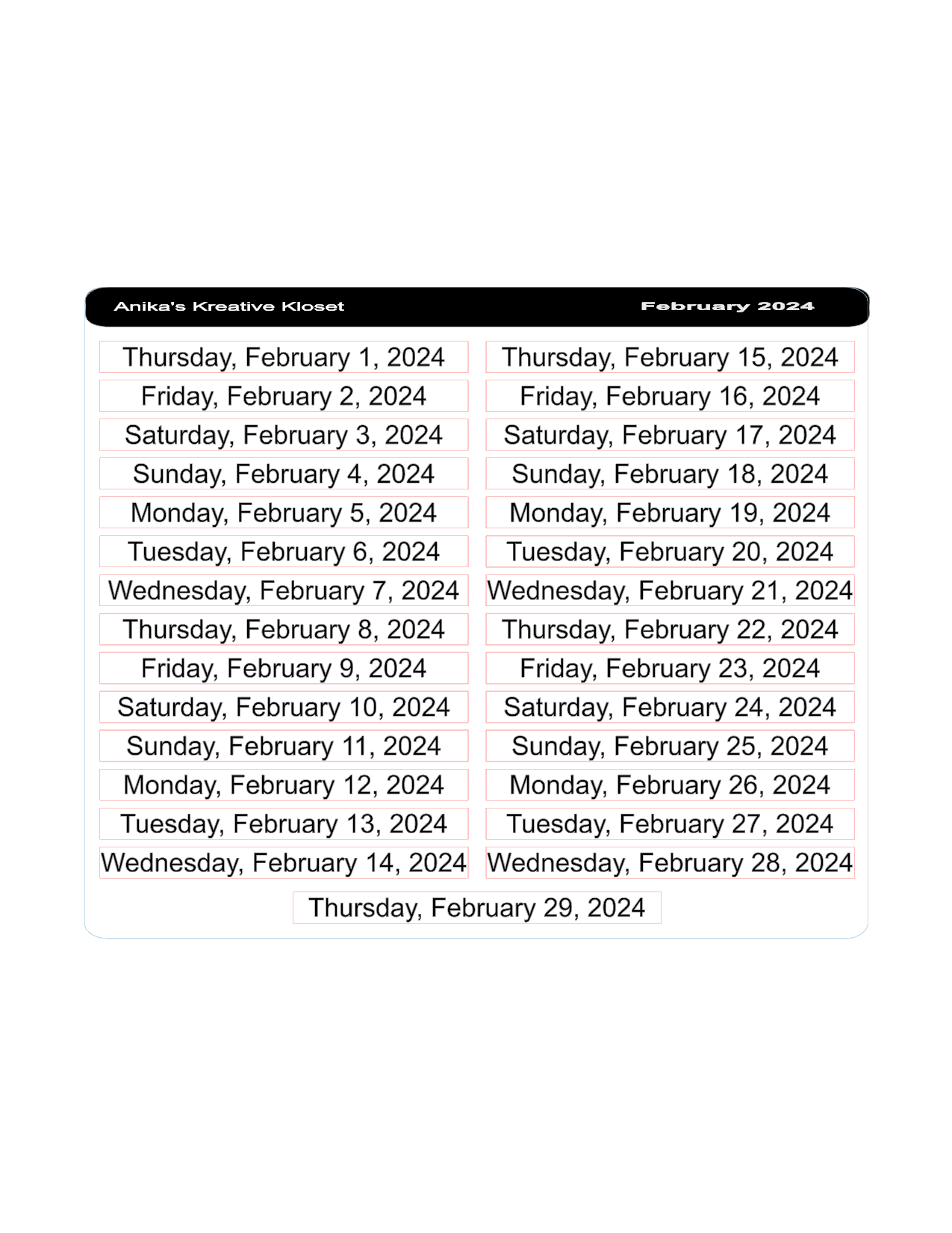 Date Strips 2024