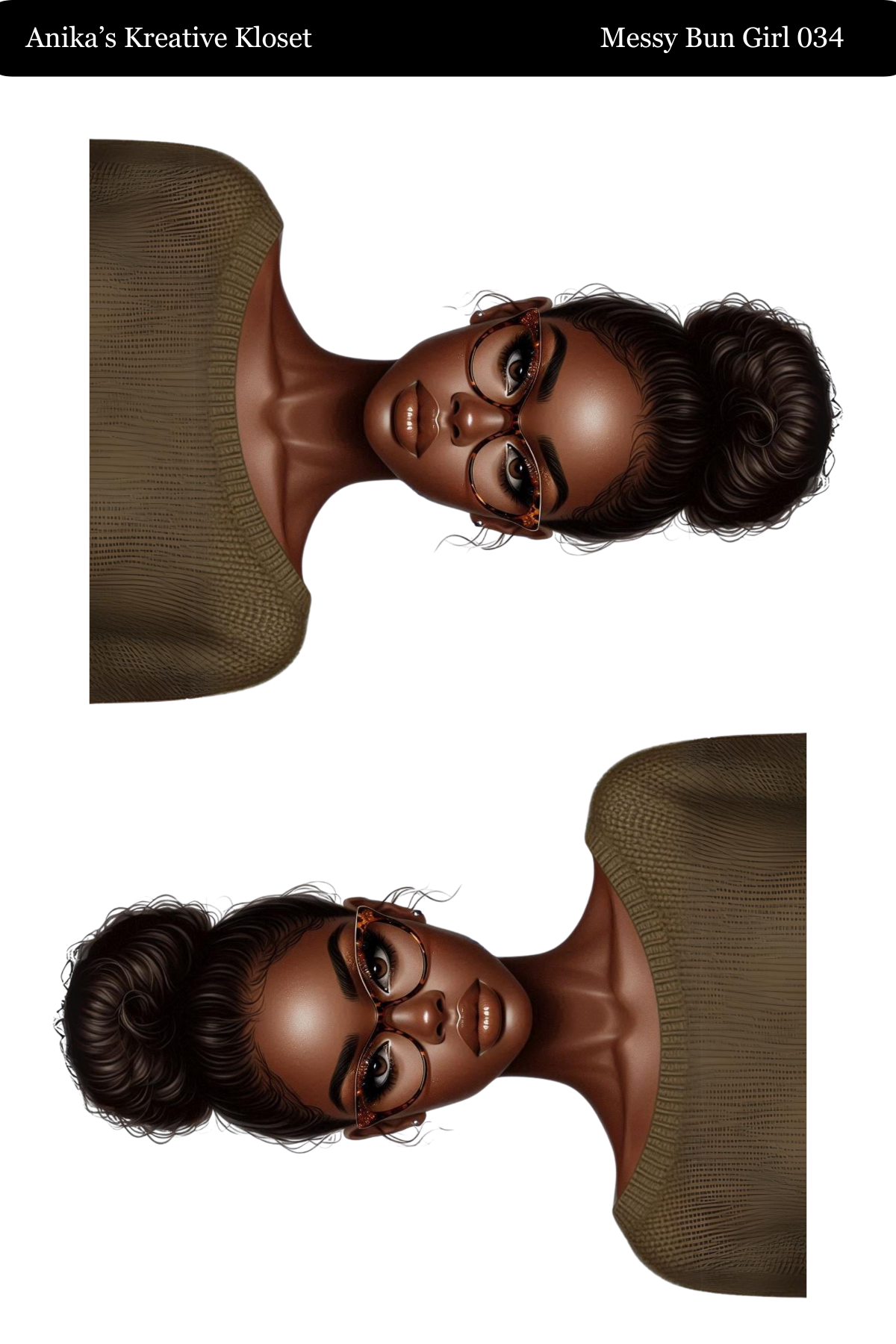 Messy Bun Girl 033-057 PET MATERIAL